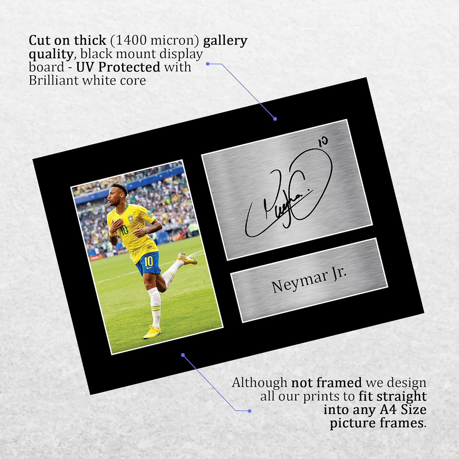 Thumbnail 2 de HWC Trading A4 Neymar Jr Brazil Gifts Printed Signed Autograph Picture