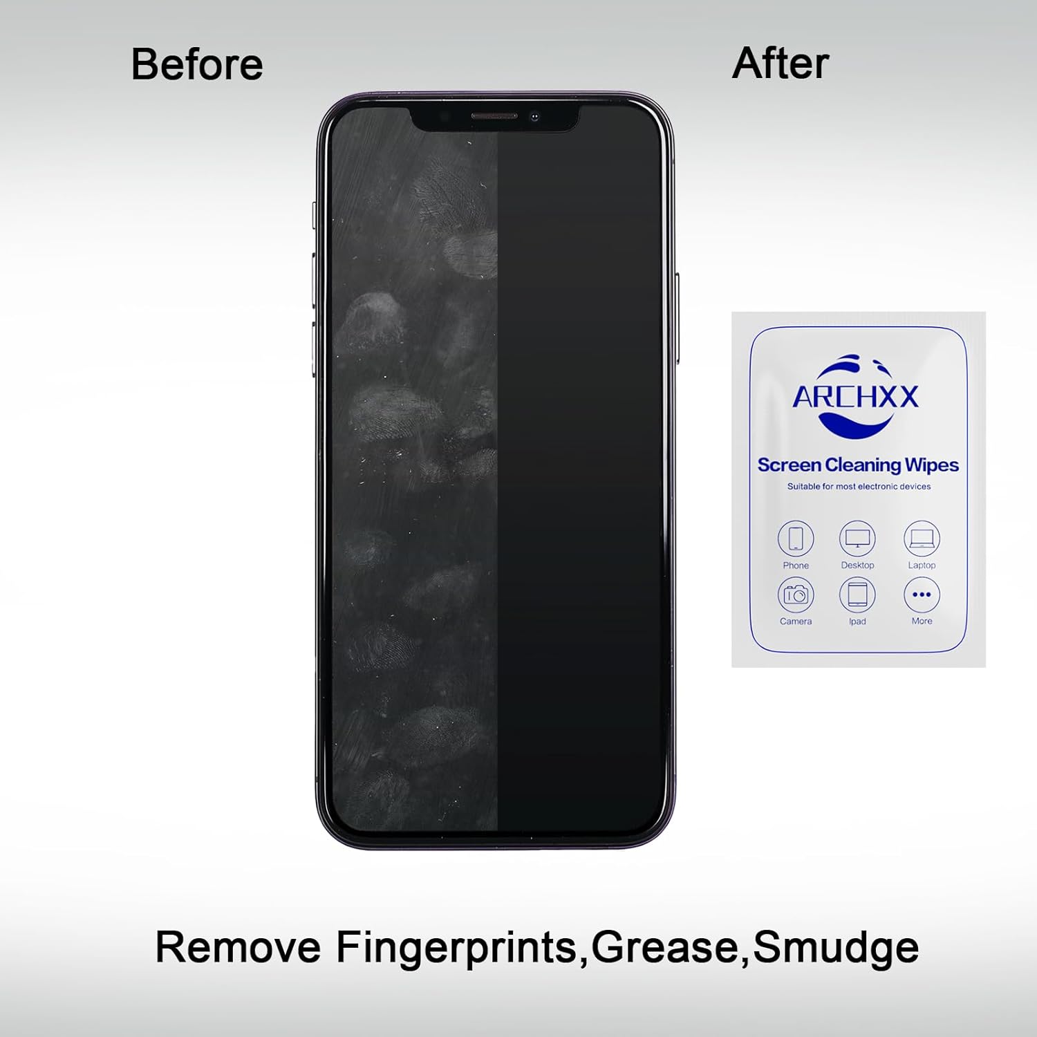 Detalle 2 de ARCHXX Screen Wipes for Electronics (120 Count, 6x6) – Pre-Moistened Screen Cleaner