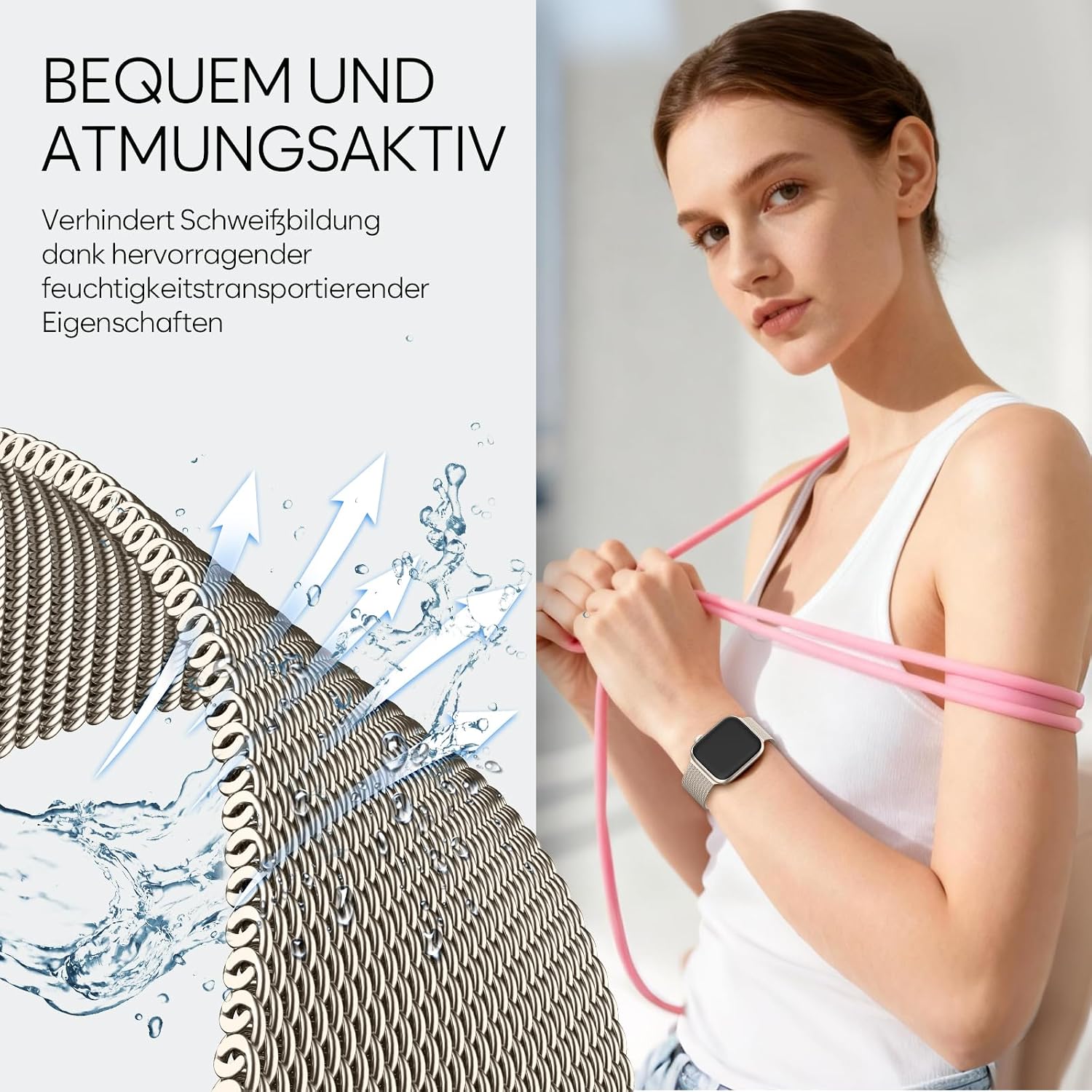 Thumbnail 2 de Yoohoo Edelstahl Milanaise Armband 38–49 mm