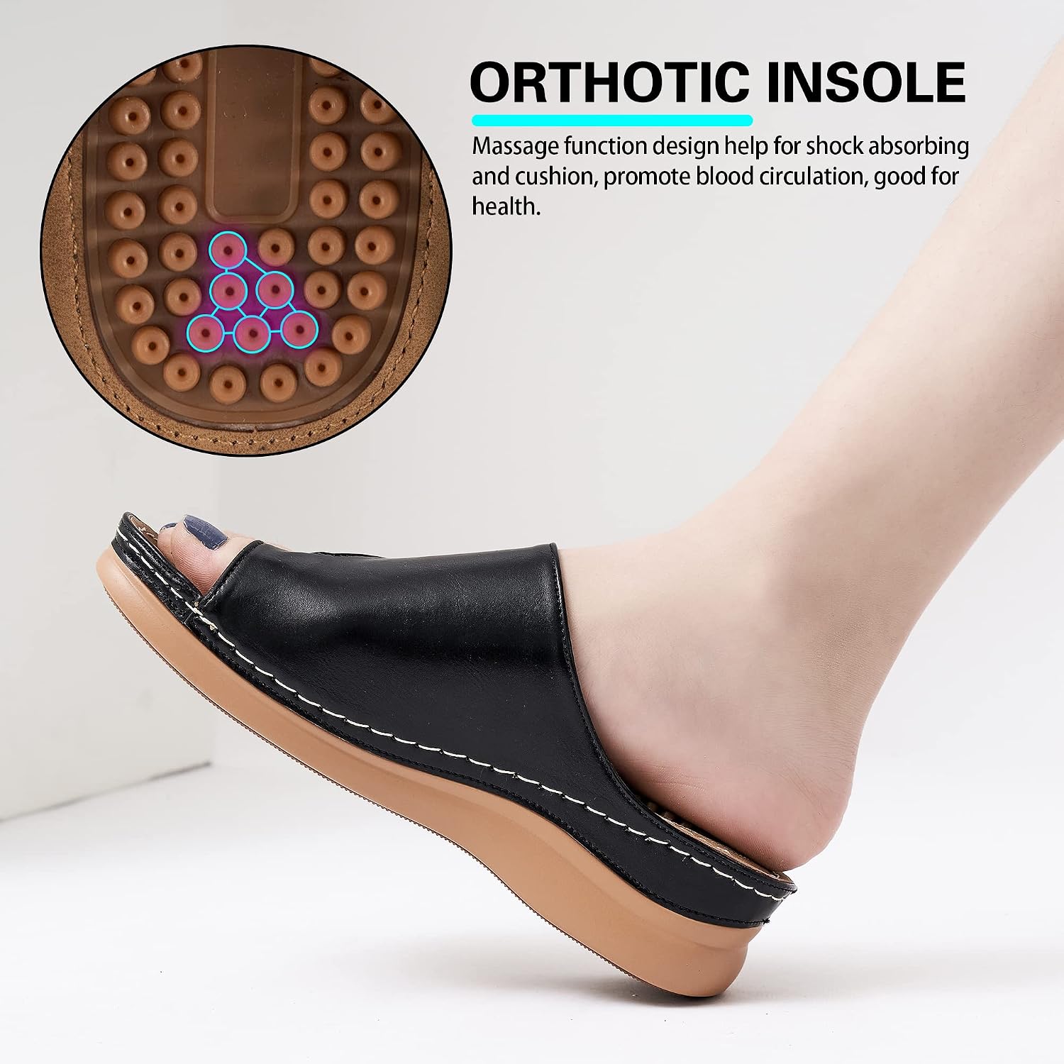 Detalle de Aomigoct Women’s Comfort Wedge Sandals with Soft Cushion & 1.96" Heel