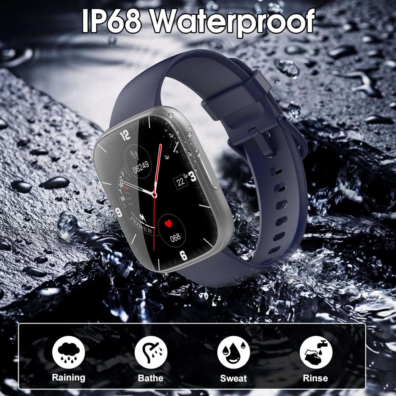 Detalle de Puqo Smart Watch for Men & Women with Bluetooth Calls, 1.95" Fitness Tracking and IP68