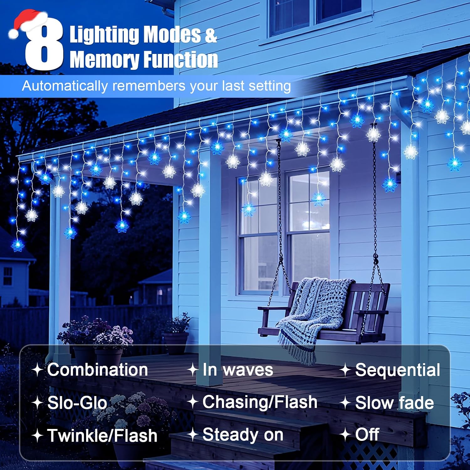 Detalle 2 de Dalugo Christmas Icicle Lights 10M ๐