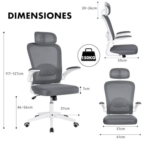 Detalle de T-LOVENDO.ES Silla de Oficina Ergonómica: confort y ajuste para largas jornadas