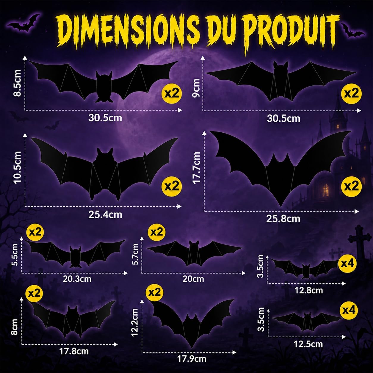 Detalle 1 de ShadowRealmTech 0025 Halloween-vleermuisstickers met 3D-vleugels en led