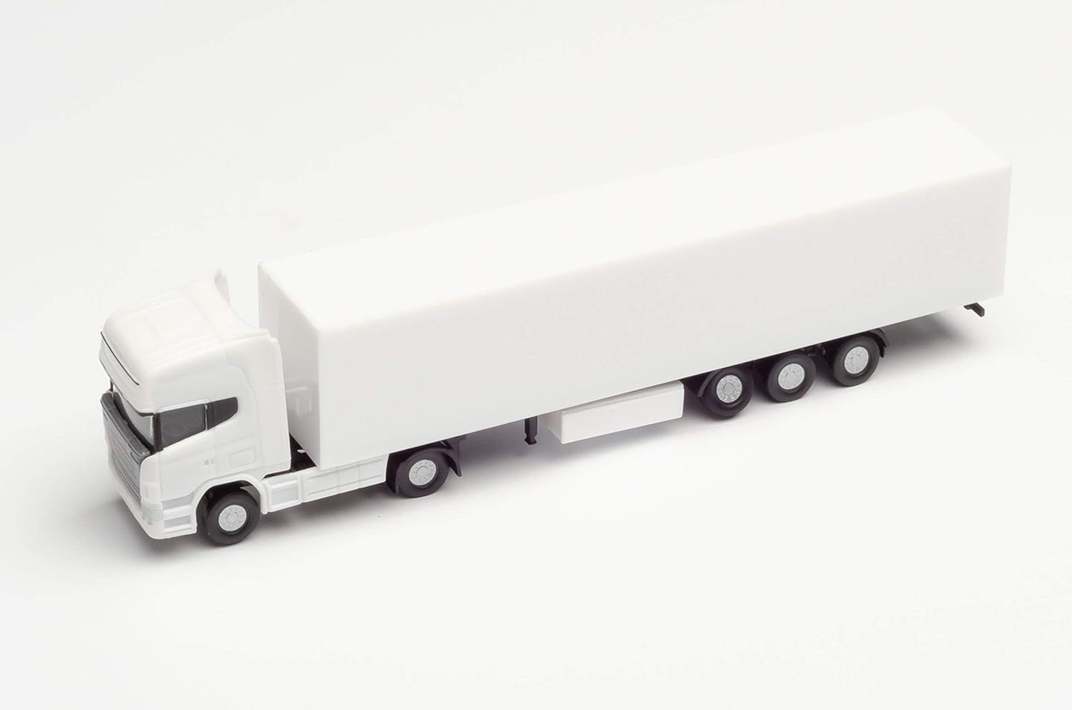 Detalle de Herpa 013802 N Scania R TL Koffer-Sattelzug – Minikit, Weiß