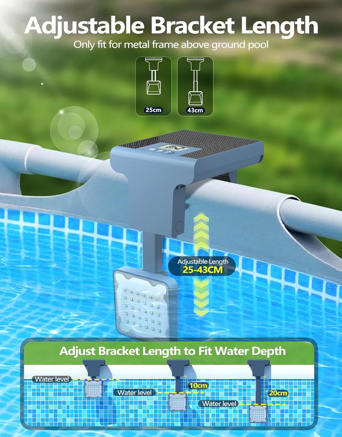 Thumbnail 6 de DeeprBlu 2-in-1 Solar-Poolbeleuchtung und Thermometer für Metallrahmen-Aufstellpools