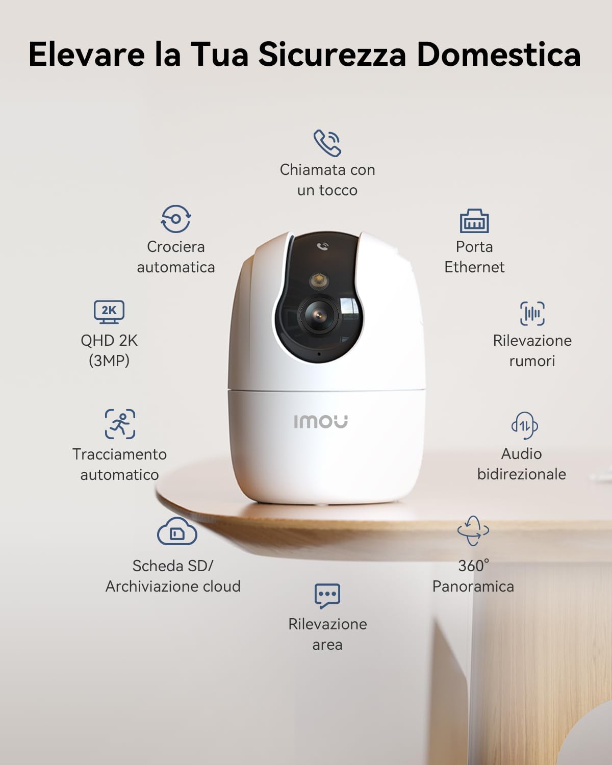 Detalle de Imou 4K Telecamera WiFi Interno con One-Touch Chiamata – 8MP, 360° e AI avanzato
