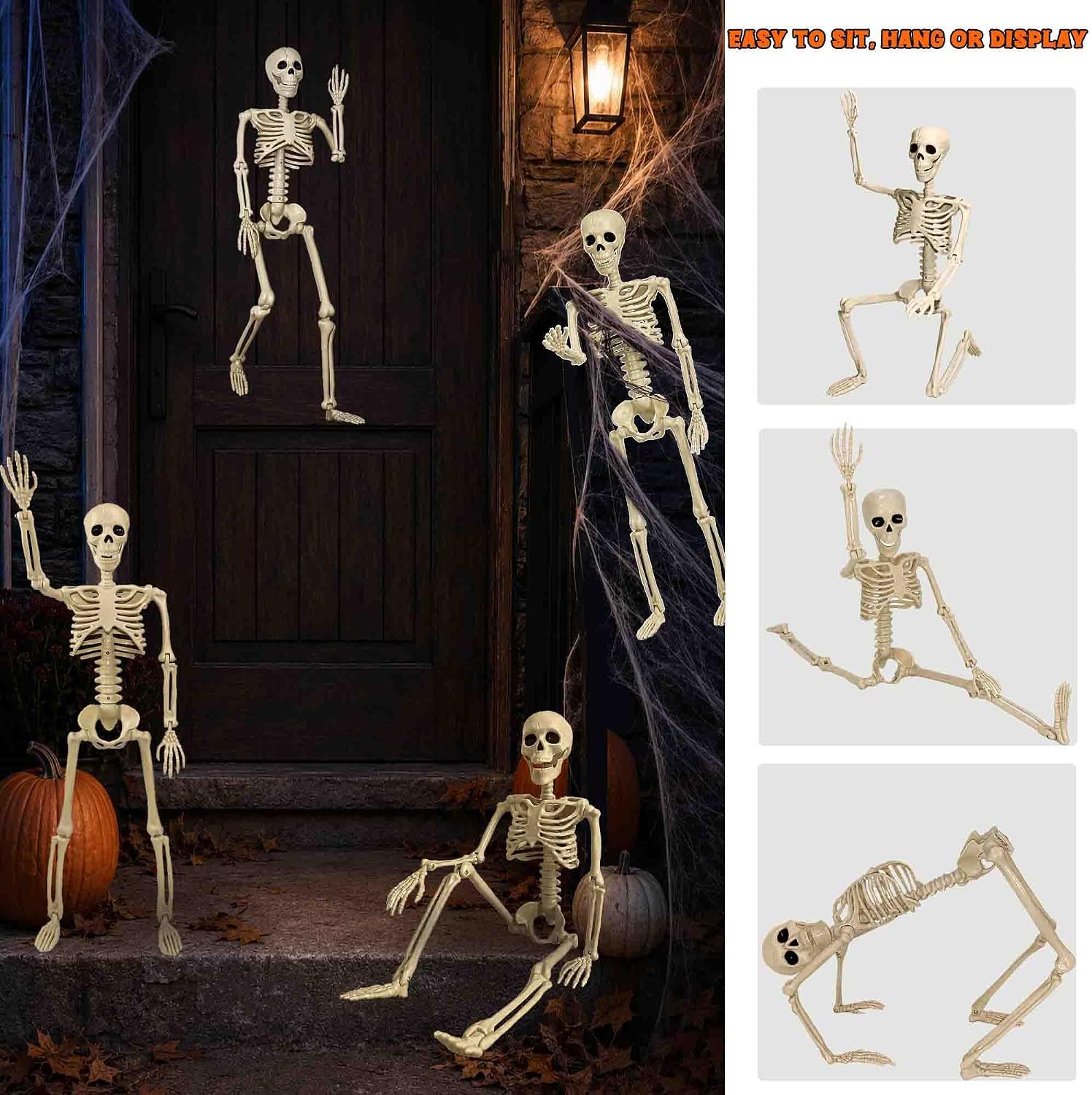 Thumbnail 5 de Znorso 24” Skeleton 4-Pack, Posable Halloween Decorations with Movable Joints