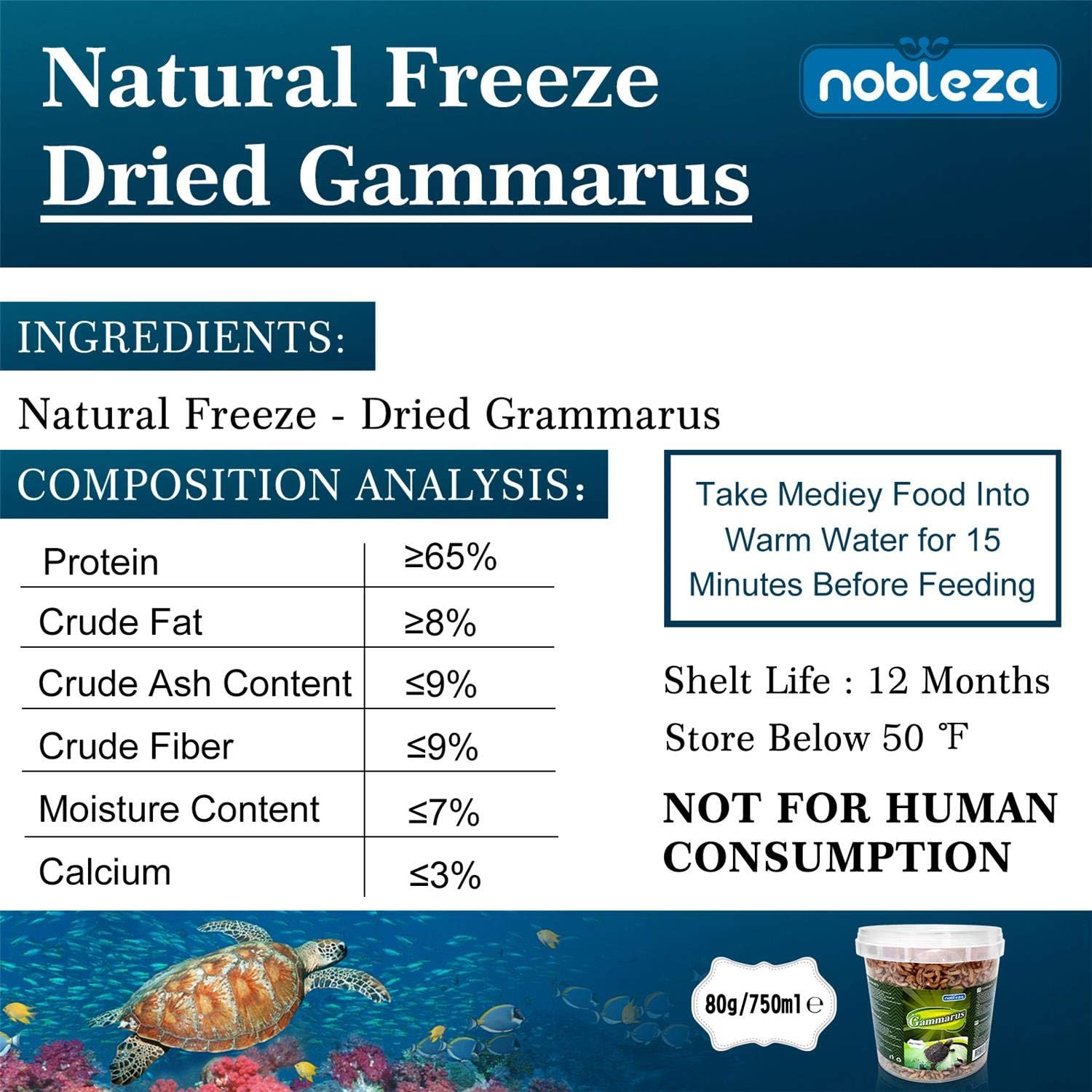 Thumbnail 1 de Nobleza Nobleza Crevettes Tortue – nourriture pour tortue d’eau aux crevettes, 80 g / 750 ml