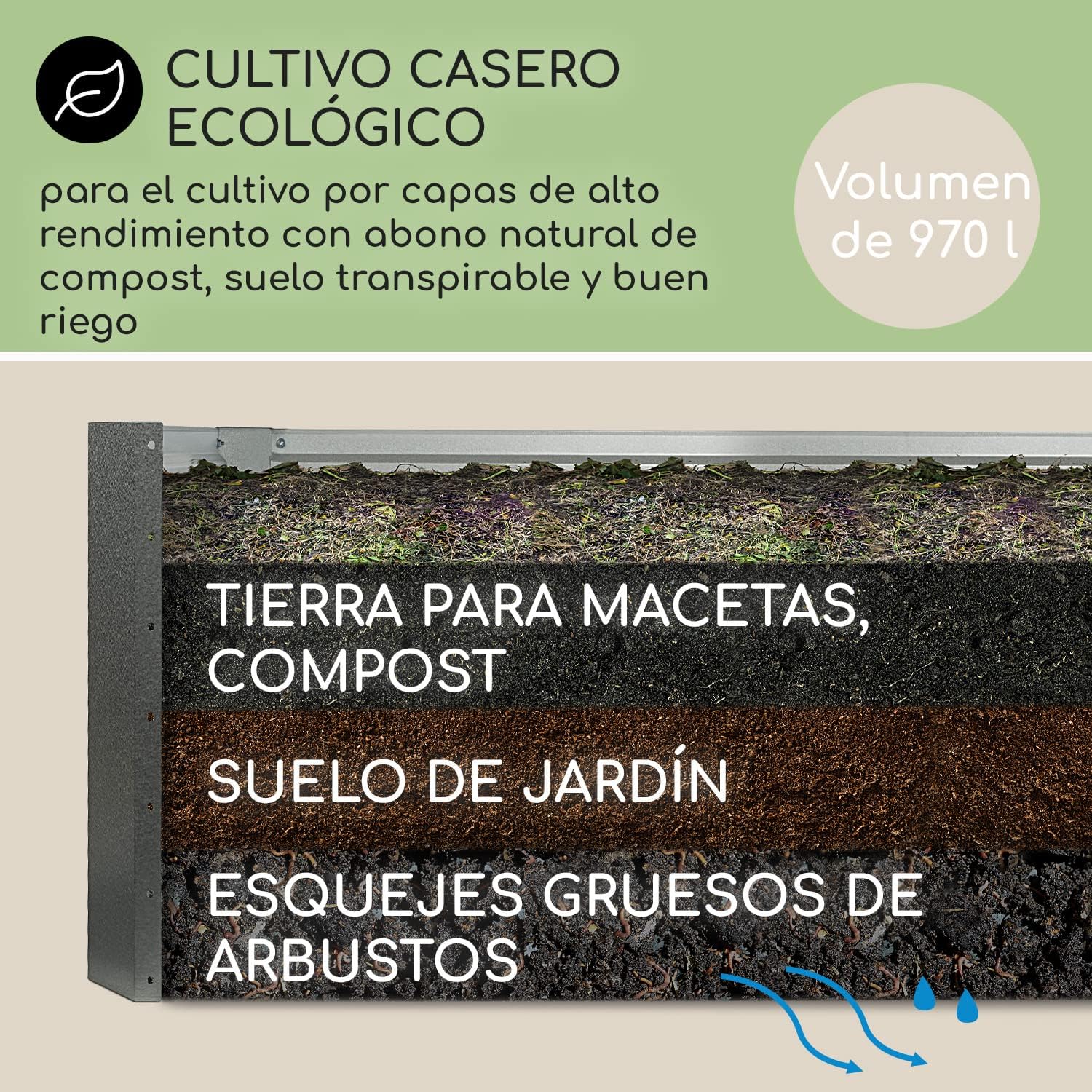 Thumbnail 3 de Blumfeldt High Grow Straight bancal galvanizado 180×60×90 cm 🌱