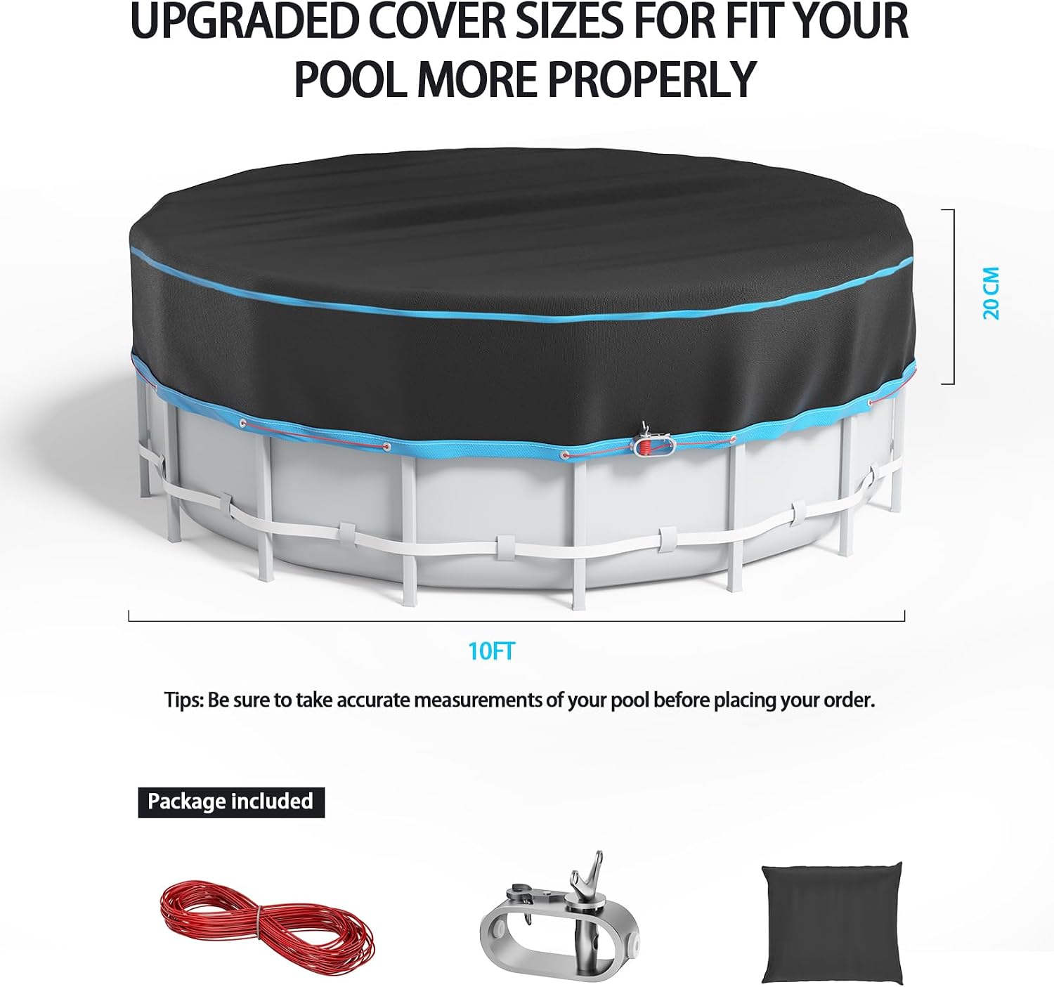 Detalle 2 de 12 Ft Round Heavy-Duty Pool Cover for Above Ground Pools with Storage Bag