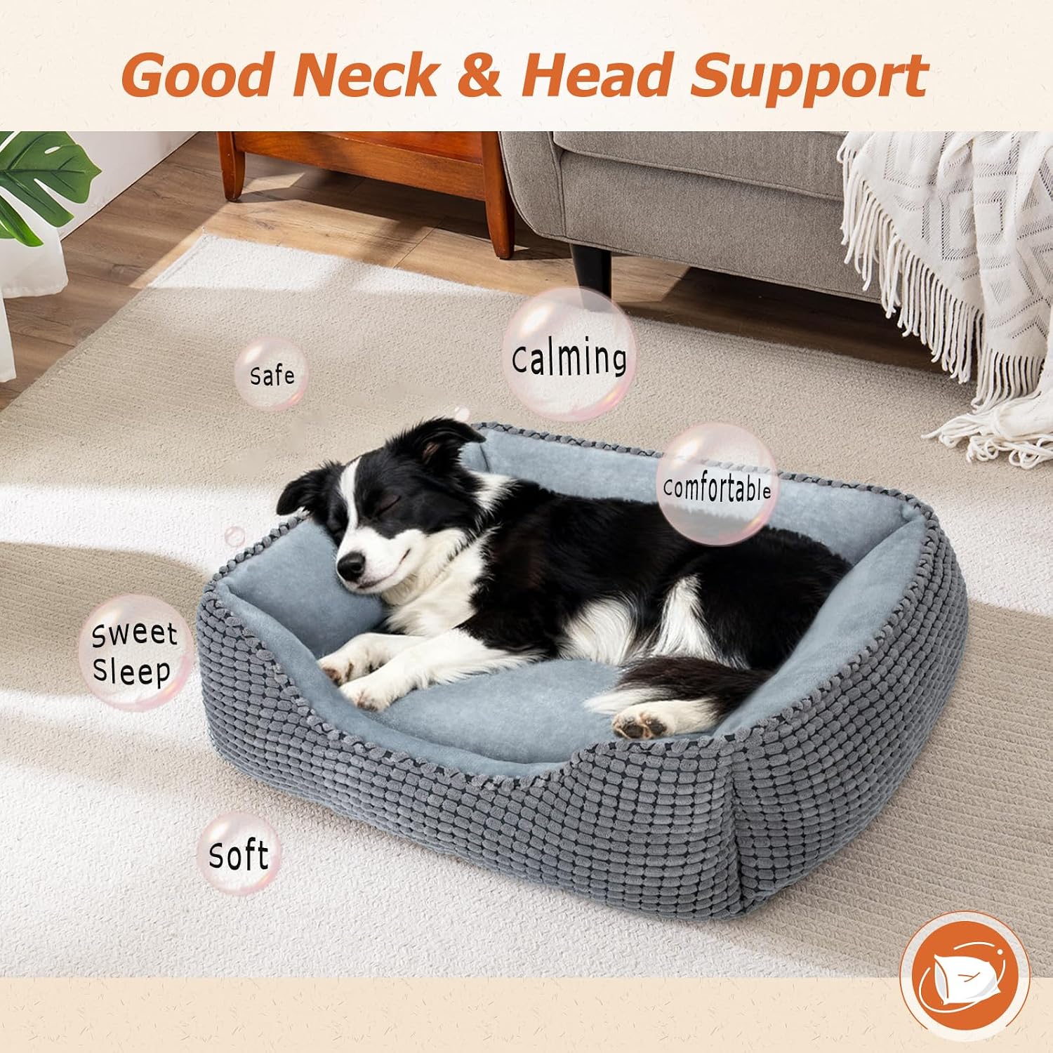 Detalle 2 de MIXJOY Rectangle Dog Bed 25 in, Grey