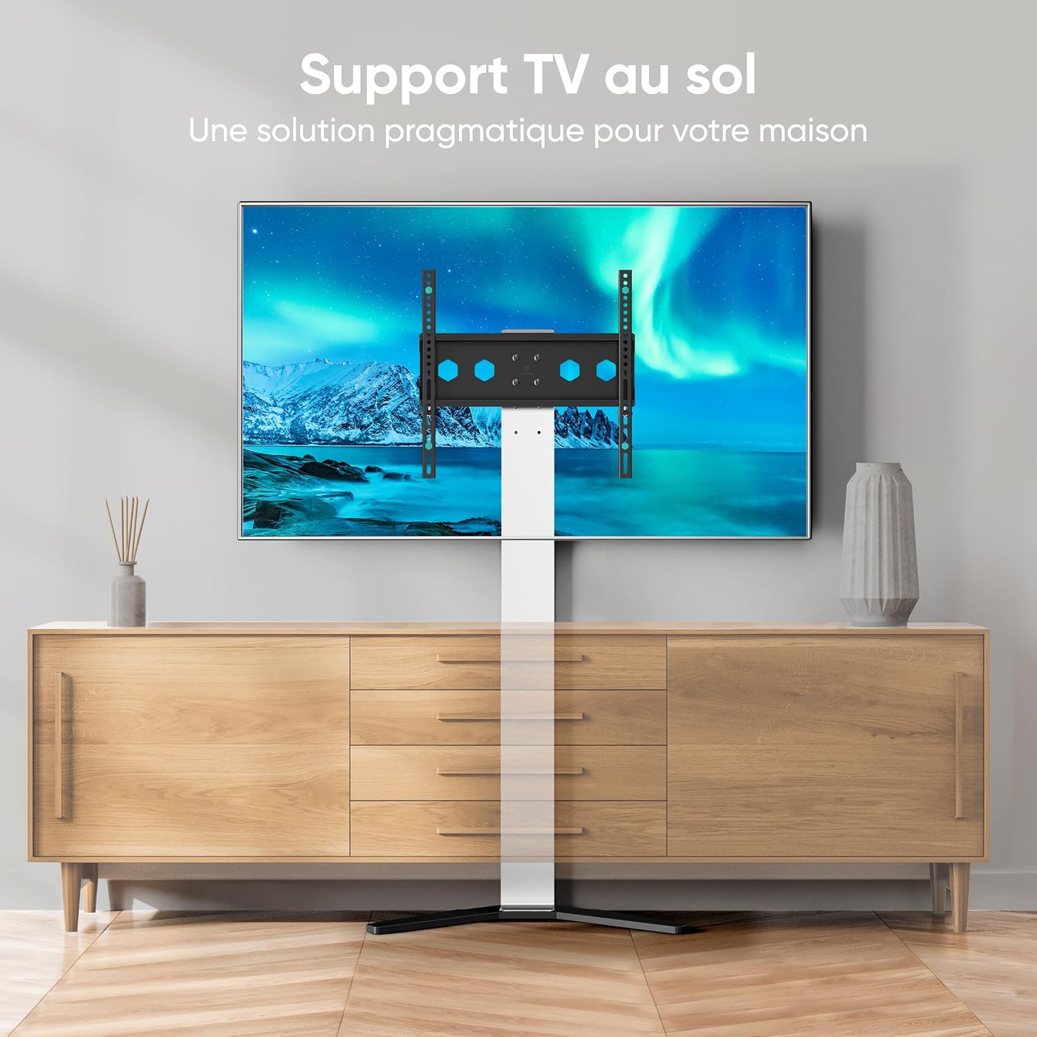 Thumbnail 1 de ONKRON TS1140-W : support TV universel sur pied 26 à 65 pouces, hauteur réglable et sans perçage