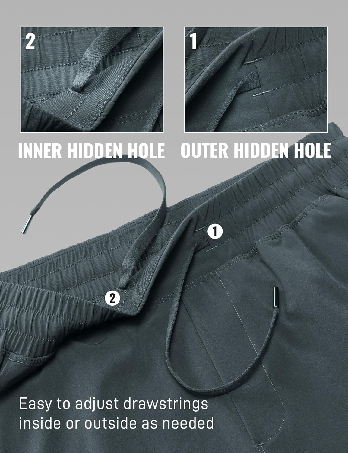 Detalle 2 de Short de sport CRZ YOGA à séchage rapide pour homme avec poches (13/18/23 cm)