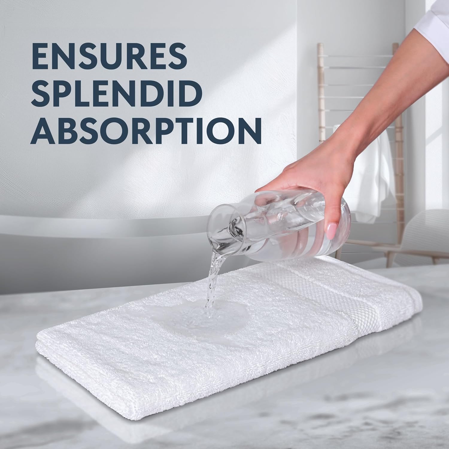 Detalle de Luxury White Hand Towels - 100% Turkish Cotton, 16x30 inches (Set of 6)