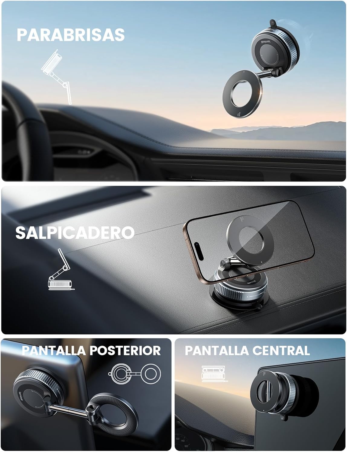 Detalle 2 de Lamicall Soporte Móvil Coche MagSafe 24 imanes
