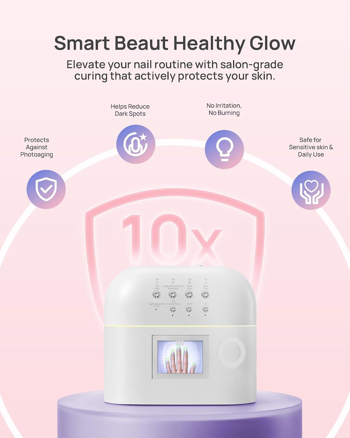 Detalle de O NAIL SUNXMINI AI UV LED Nail Lamp with 61 LEDs and Smart Timers