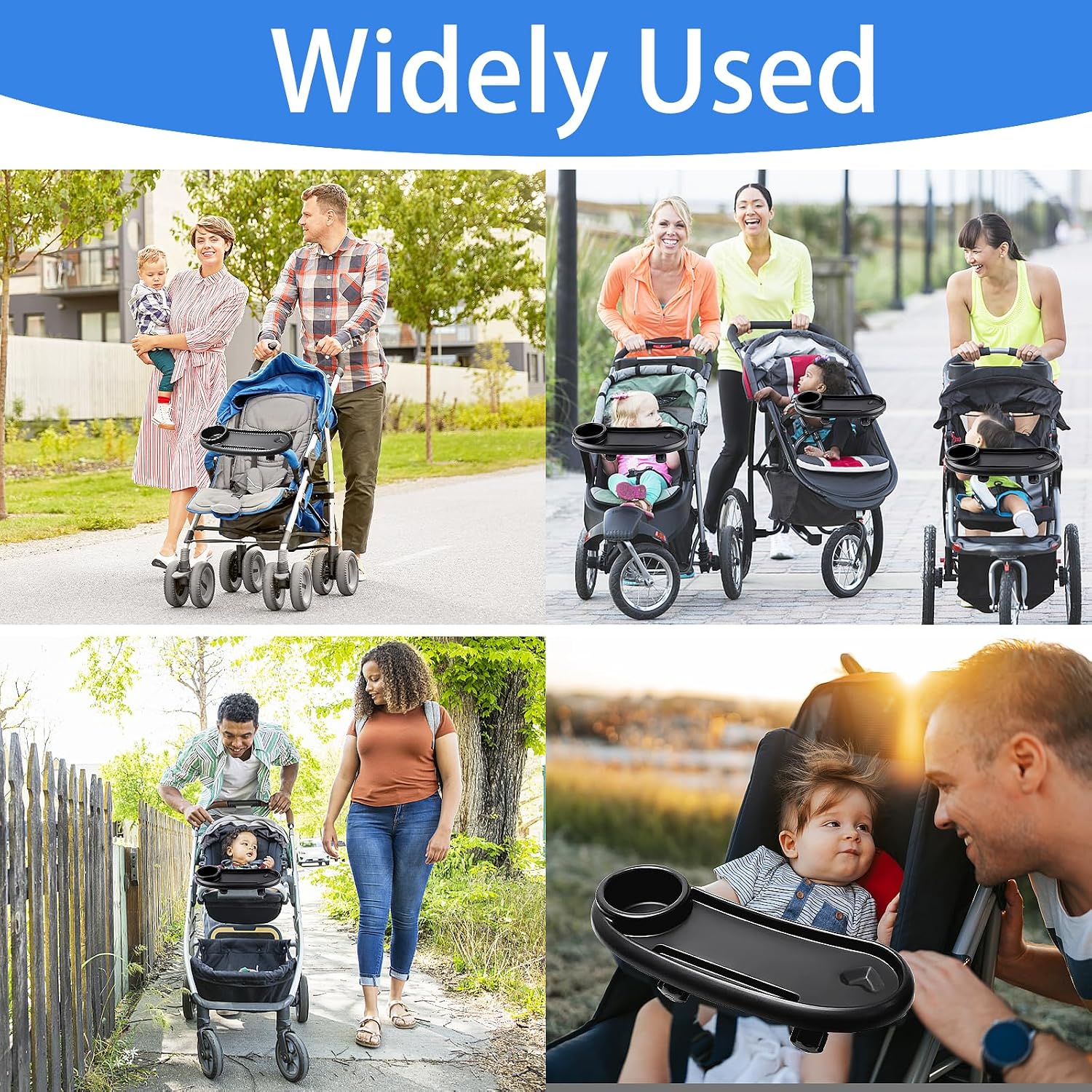 Thumbnail 6 de ROYUEXT 3-in-1 Stroller Snack Tray with Cup Holder – Universal Pram Tray in Black
