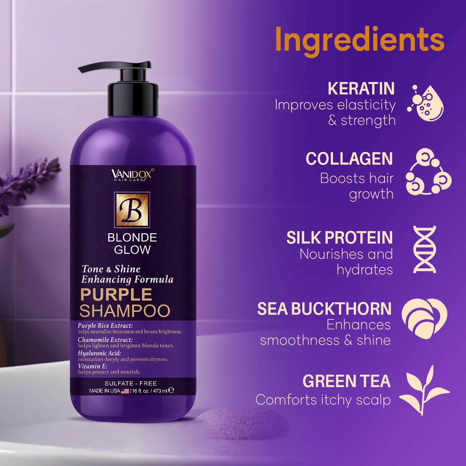 Detalle 2 de VANIDOX Purple Shampoo, 16 fl oz