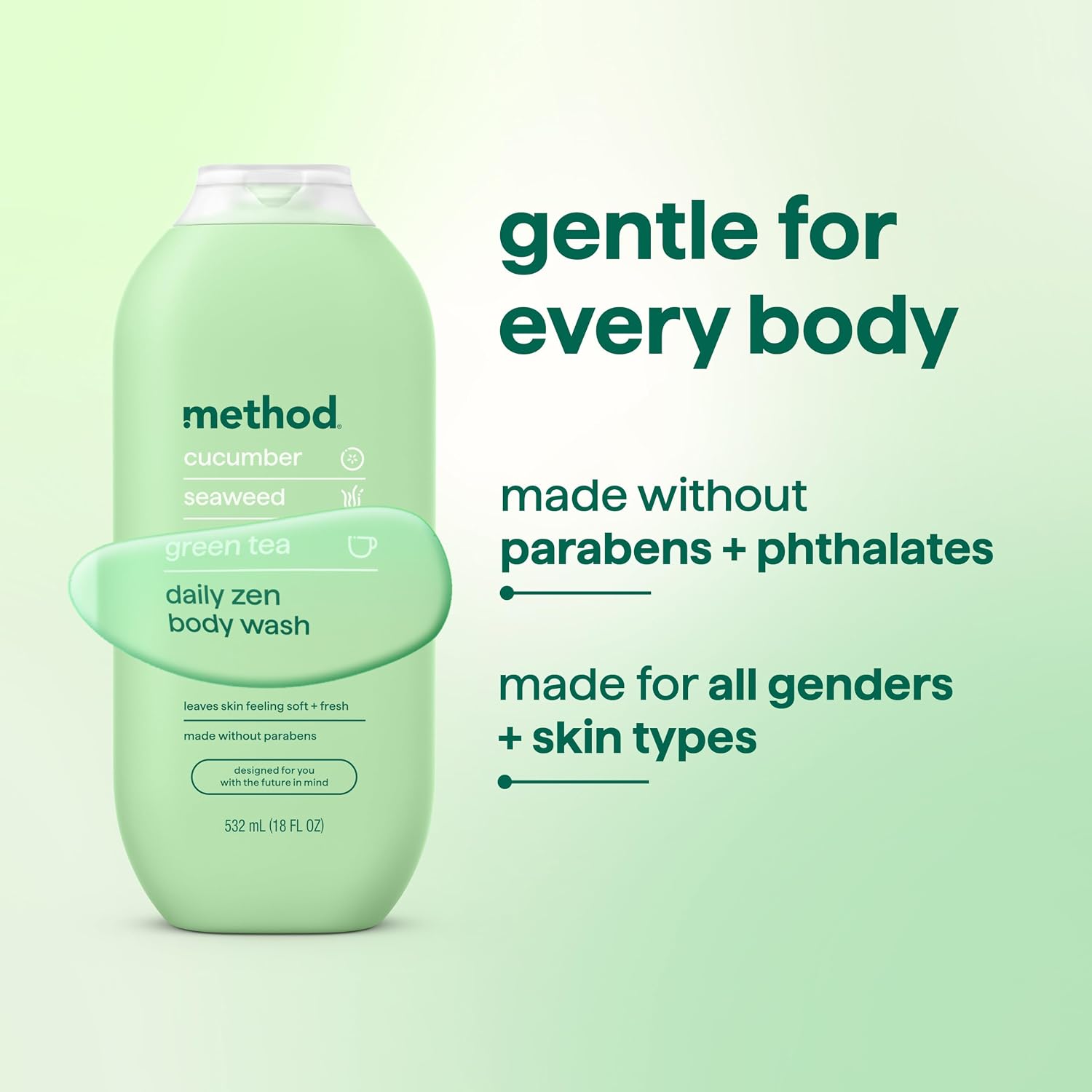 Detalle 2 de Method Daily Zen Body Wash, 18 fl oz, with Cucumber, Seaweed & Green Tea