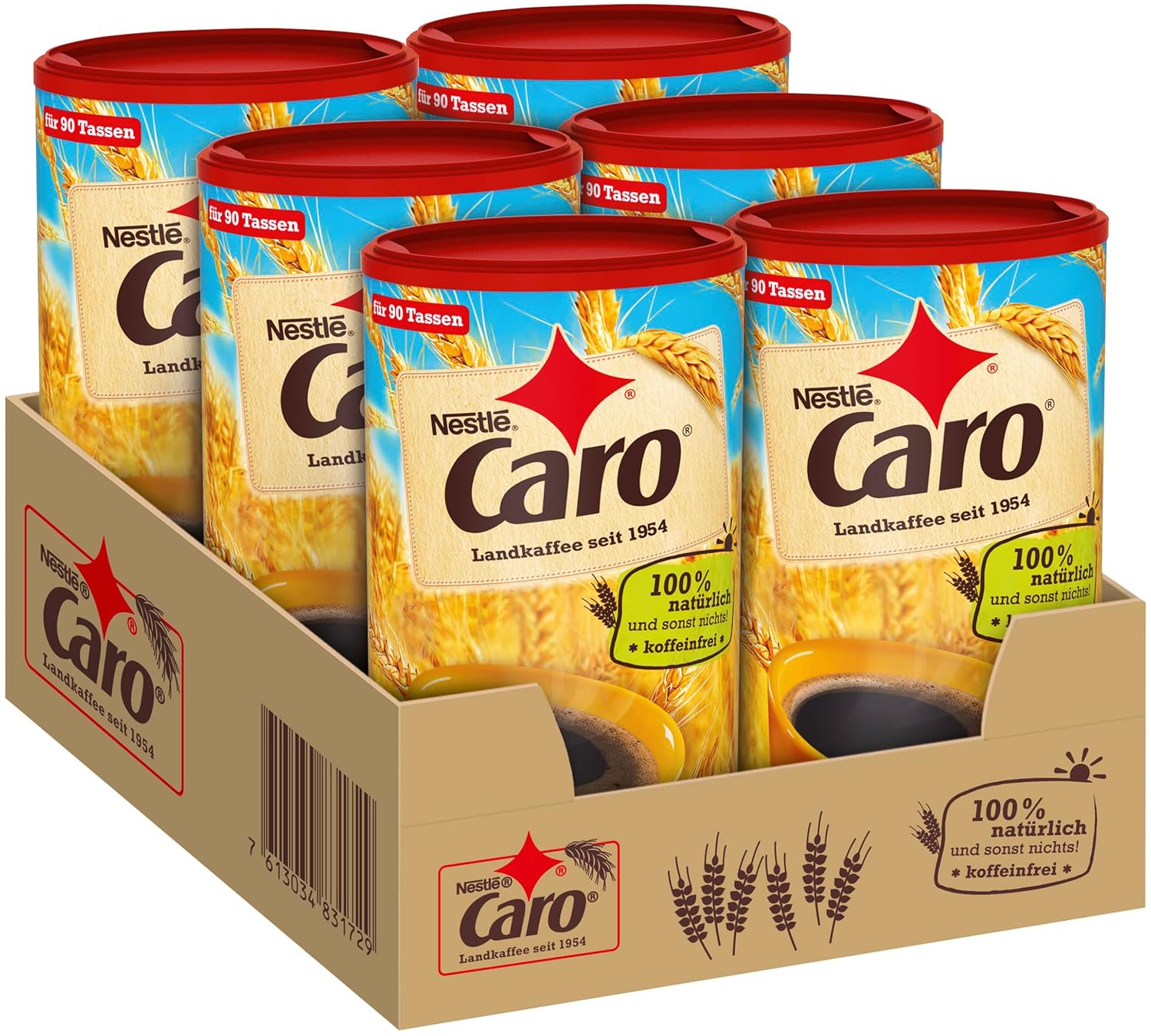 Detalle de Nestlé CARO Landkaffee: koffeinfreier Getreide-Drink aus Gerste, Zichorie und Roggen