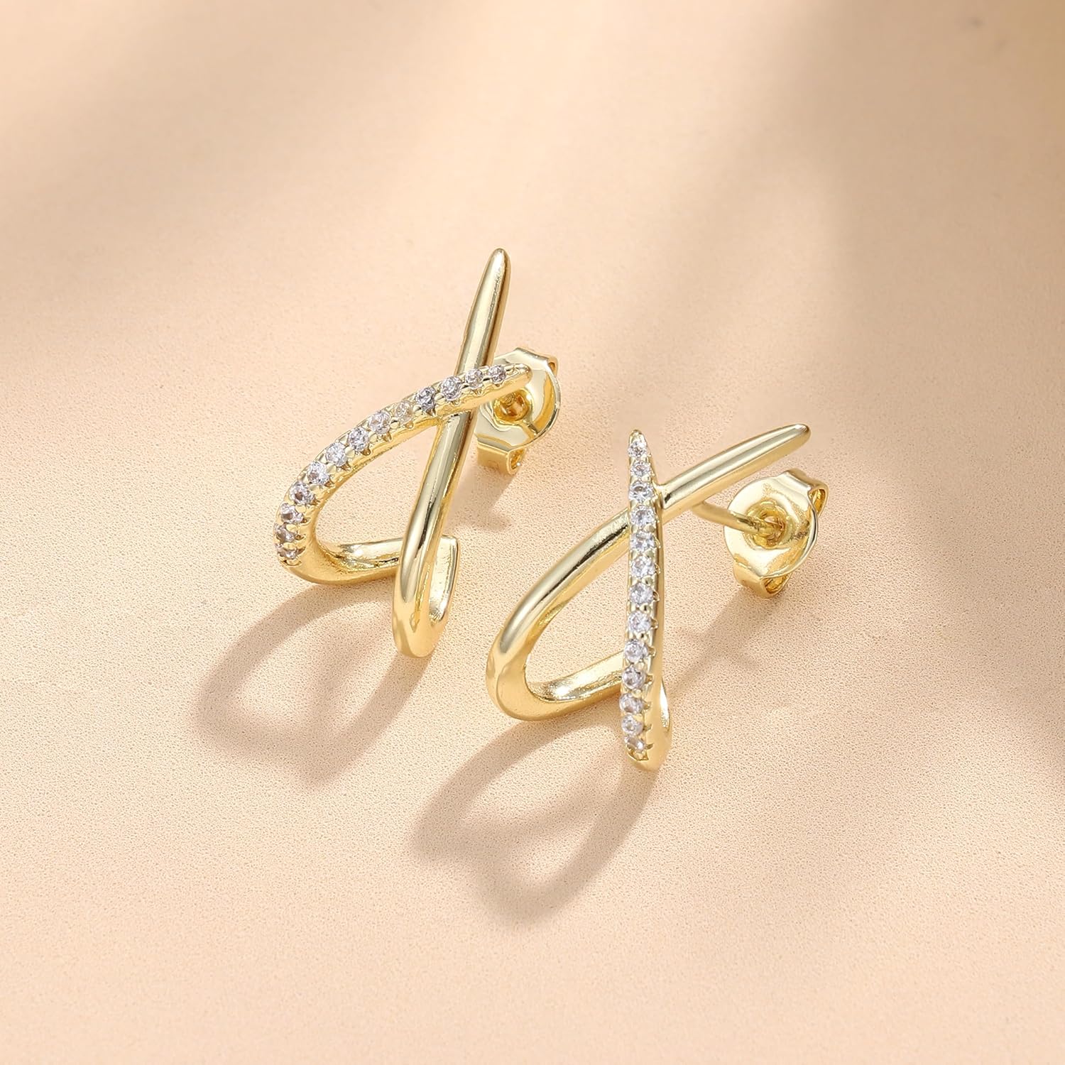 Thumbnail 5 de Diamday Ohrstecker aus Sterlingsilber 925 mit CZ – minimalistische Stecker in Gold/Silber, hypoallergen
