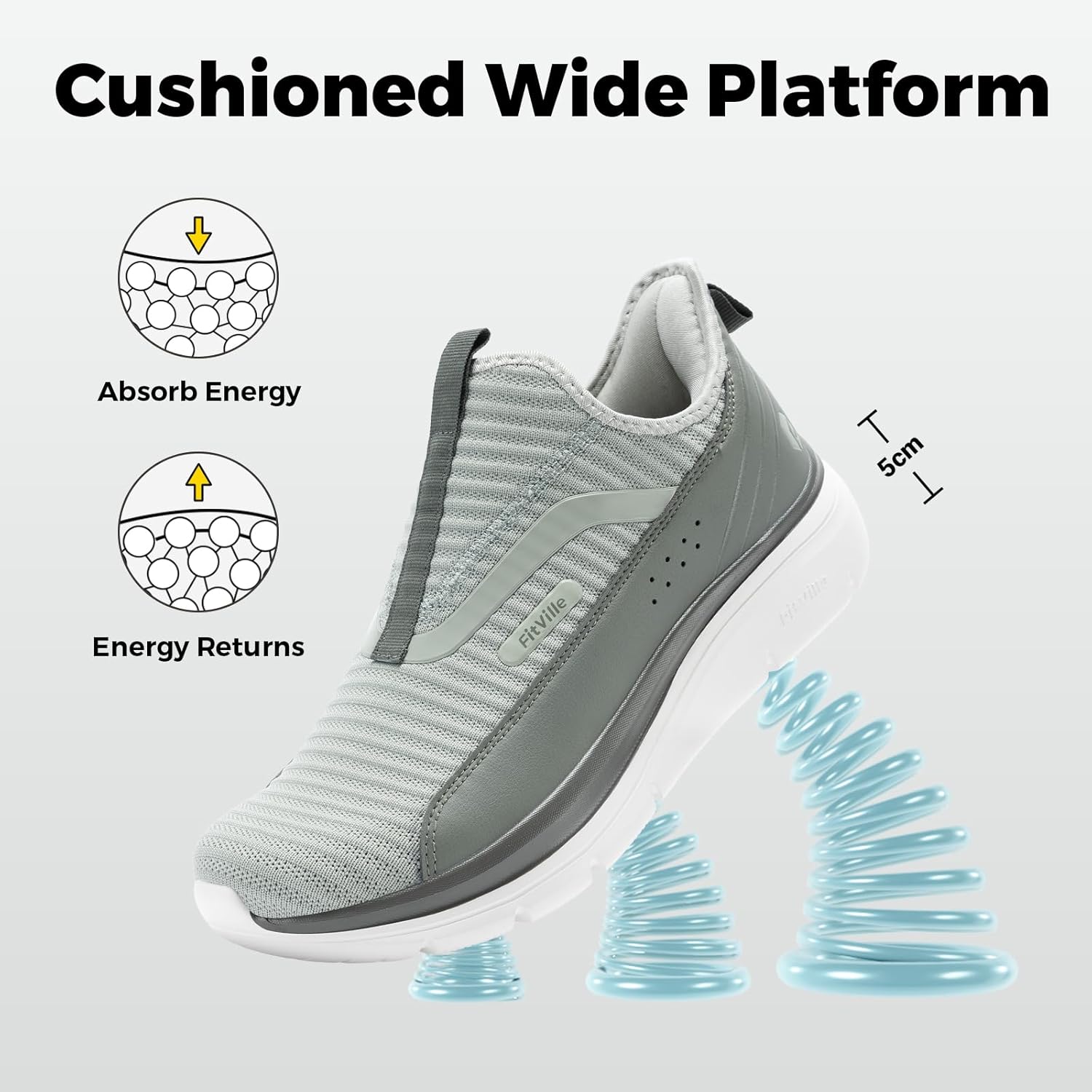 Thumbnail 4 de FitVille Mens Wide Fit Slip On Trainers – Extra Wide, High Rebound Comfort