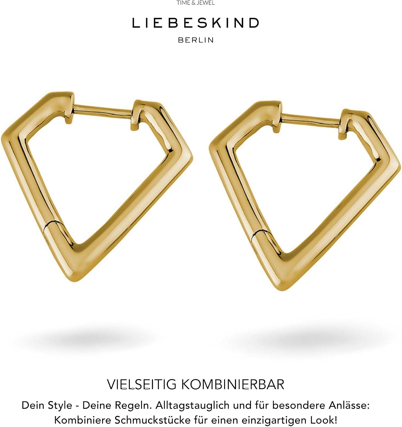 Detalle de LIEBESKIND BERLIN Damen Ohrringe – Geometrisch & Dreieckig, Edelstahl, Klapp-Ceole – Minimalistisch & Modern