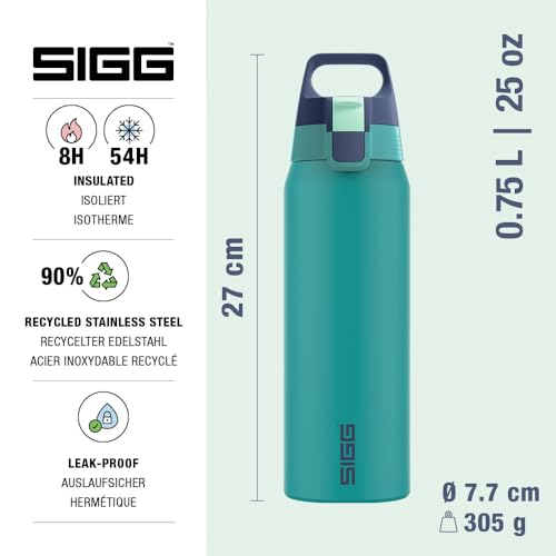 Detalle 2 de SIGG Shield Therm One Isolierte Trinkflasche 0,75 L – Multicolor Ocean Grün, auslaufsicher, spülmaschinenfest