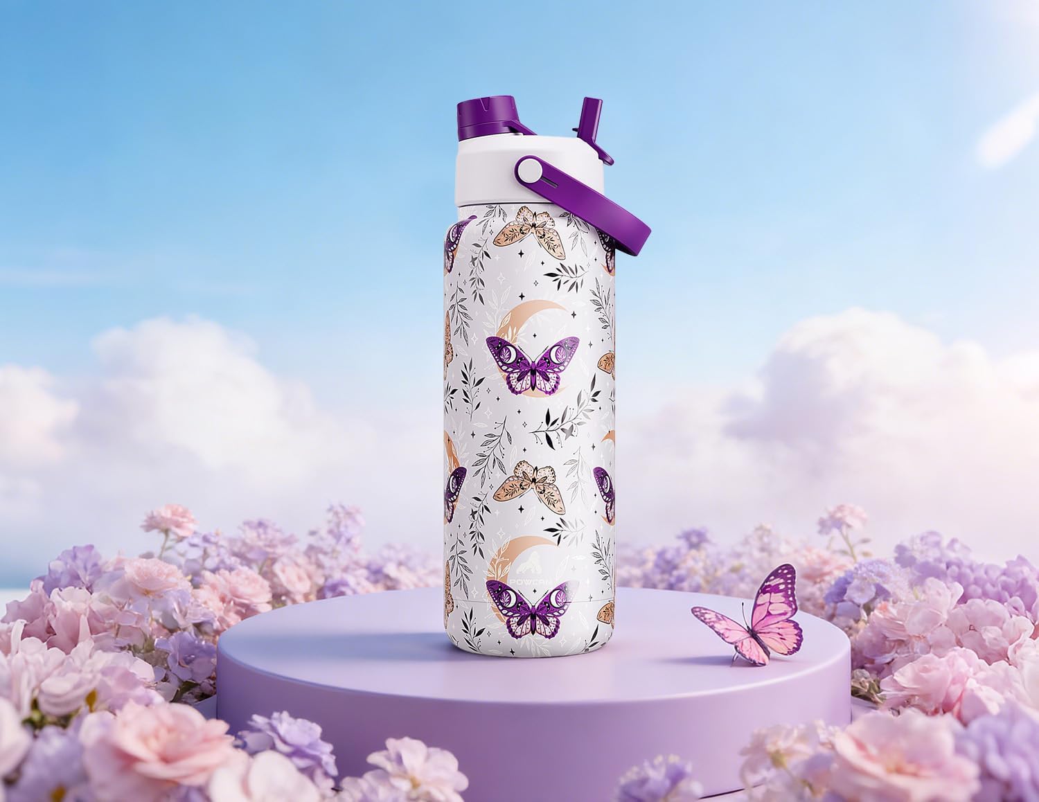 Detalle 2 de POWCAN iwbc-32oz1p-BF-PPM Insulated Water Bottle, 2-in-1 Lid, 946 ml