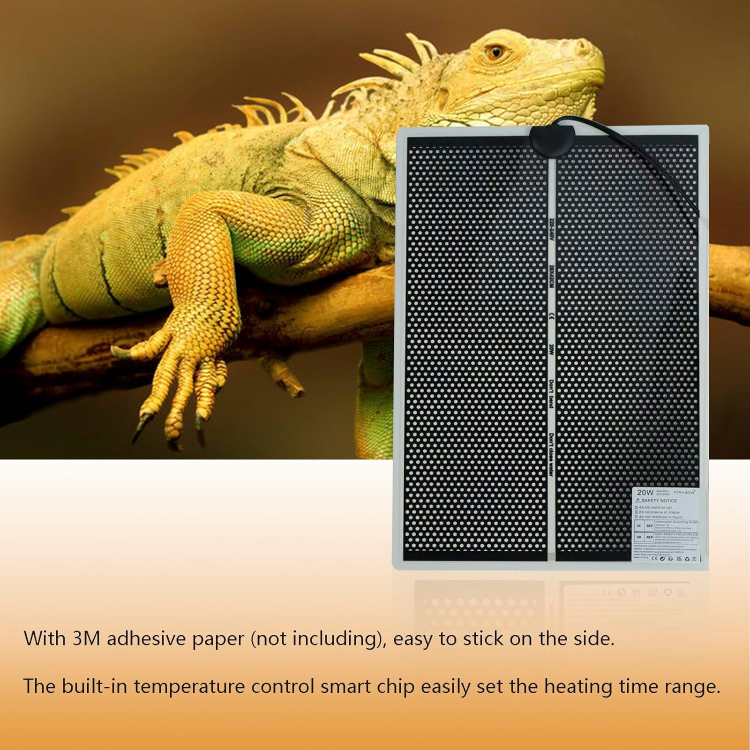 Detalle 2 de FIPASEN Reptile Heat Pad (20W) terrarium heating mat for reptiles & amphibians
