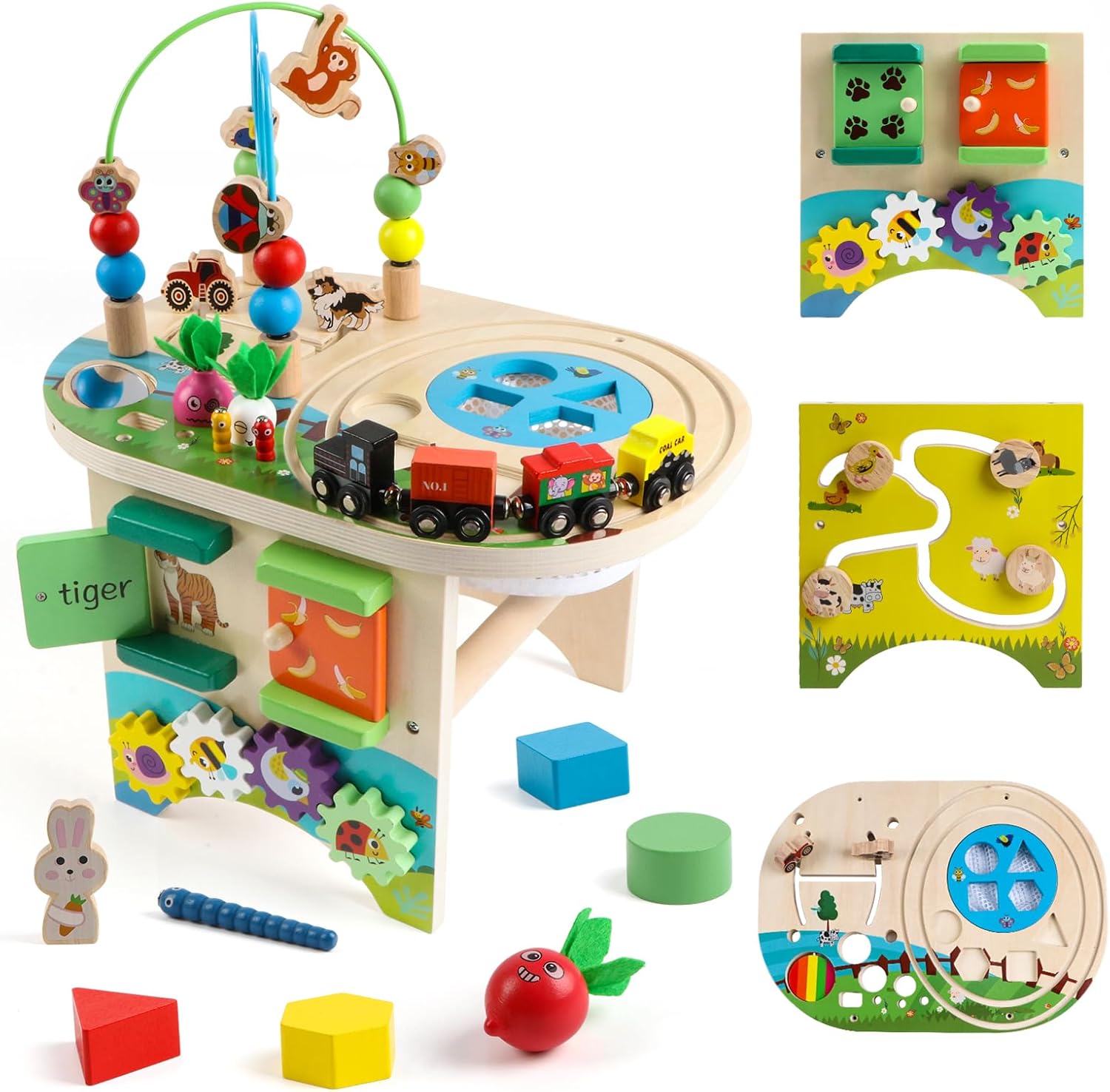 Detalle de KABENFIS Wooden Activity Table 12‑in‑1