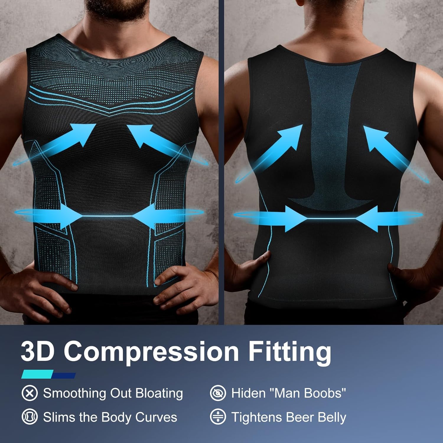 Thumbnail 4 de Odoland 3-Pack Men’s Compression Shirt Tummy Control Slimming Tank Undershirt