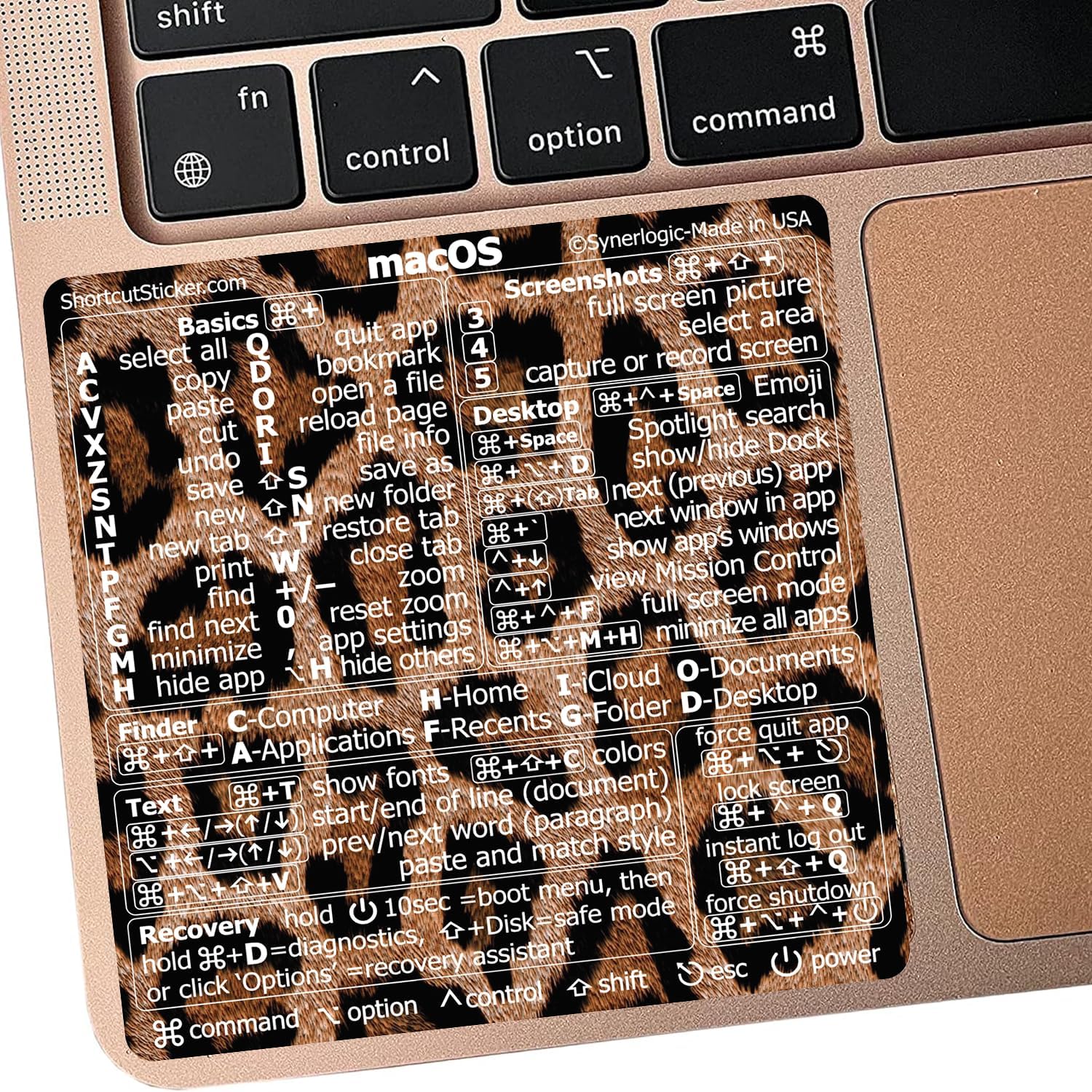 Detalle de SYNERLOGIC Leopard Mac OSショートカットステッカー、耐水ビニール製・13〜16インチ対応