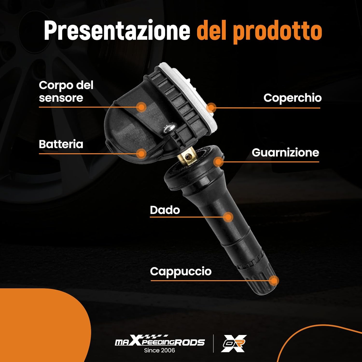 Detalle 2 de maXpeedingrods 4 Pezzi Sensori T.PMS 433MHz per Astra J/K, Corsa D/E, Insignia, Mokka e altri - Kit di Sensori di Pressione Pneumatici