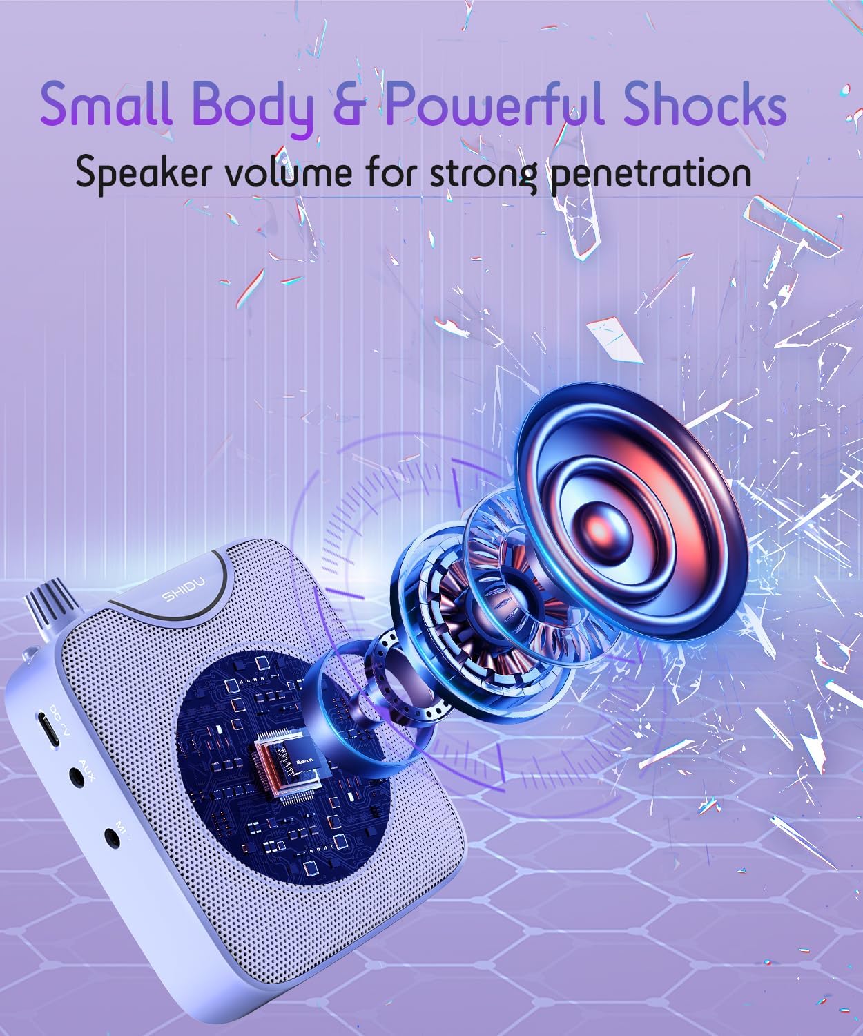 Thumbnail 6 de SHIDU M500-U66-Purple 35W Voice Amplifier with Wireless Lavalier Mic