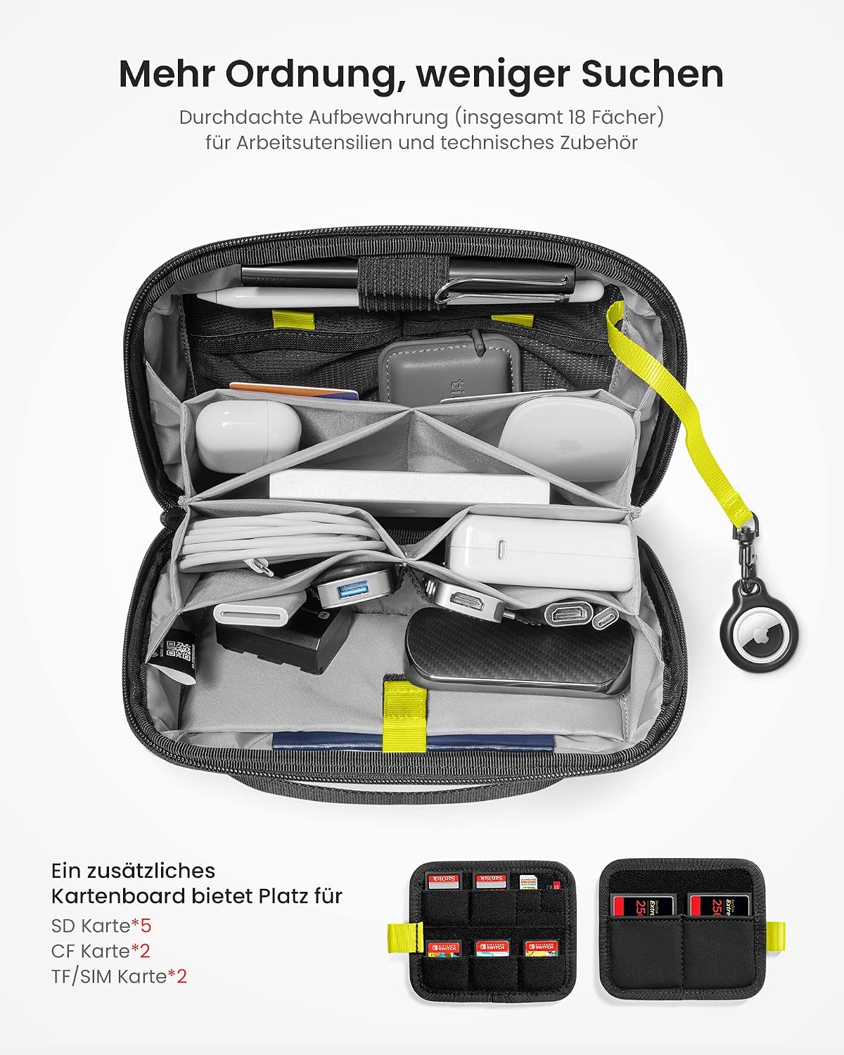Detalle de tomtoc Kabel Organizer Tasche – Intelligente Tech-Pouch für Laptop-Zubehör in Blau