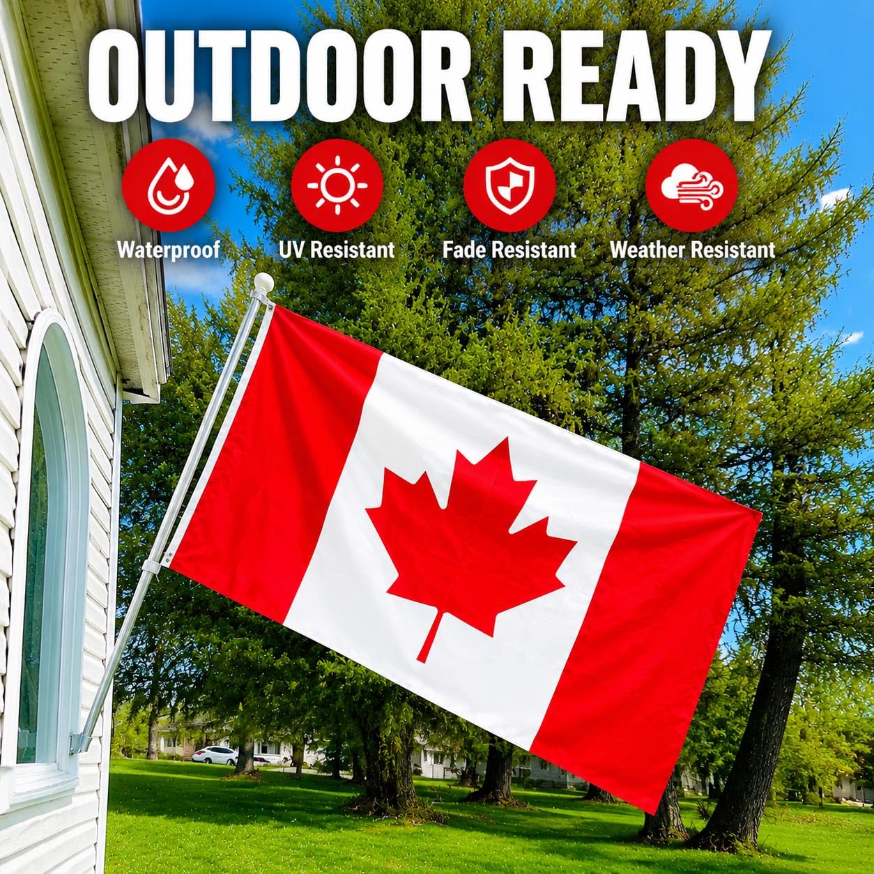 Detalle 1 de Aquaivis 3×5 Canadian Flag, 220D Oxford Nylon with Embroidered Maple Leaf