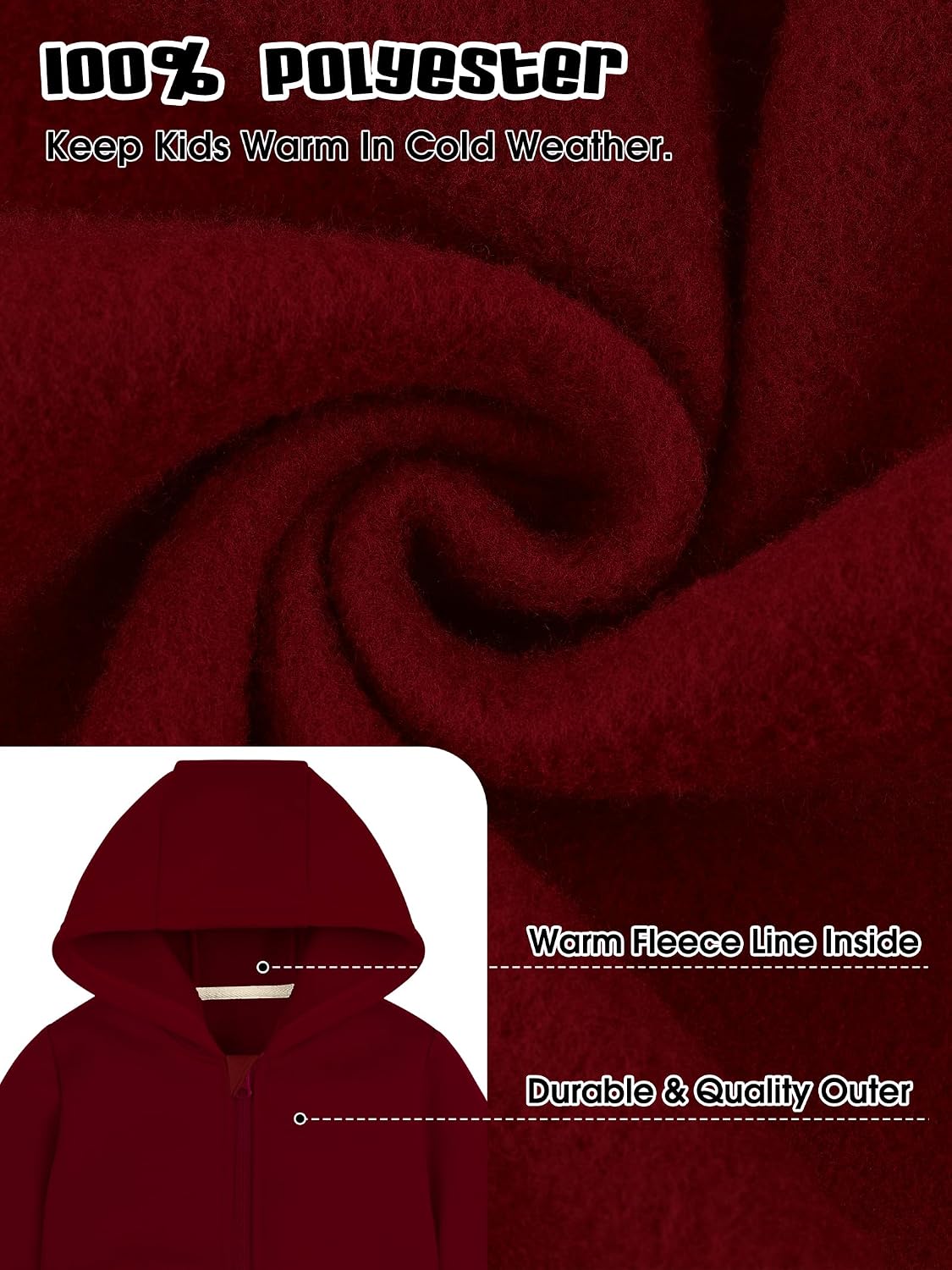Detalle 2 de Cooraby 3-Pack Baby & Toddler Boys' Fleece Hoodies, Full-Zip, 6M–5T