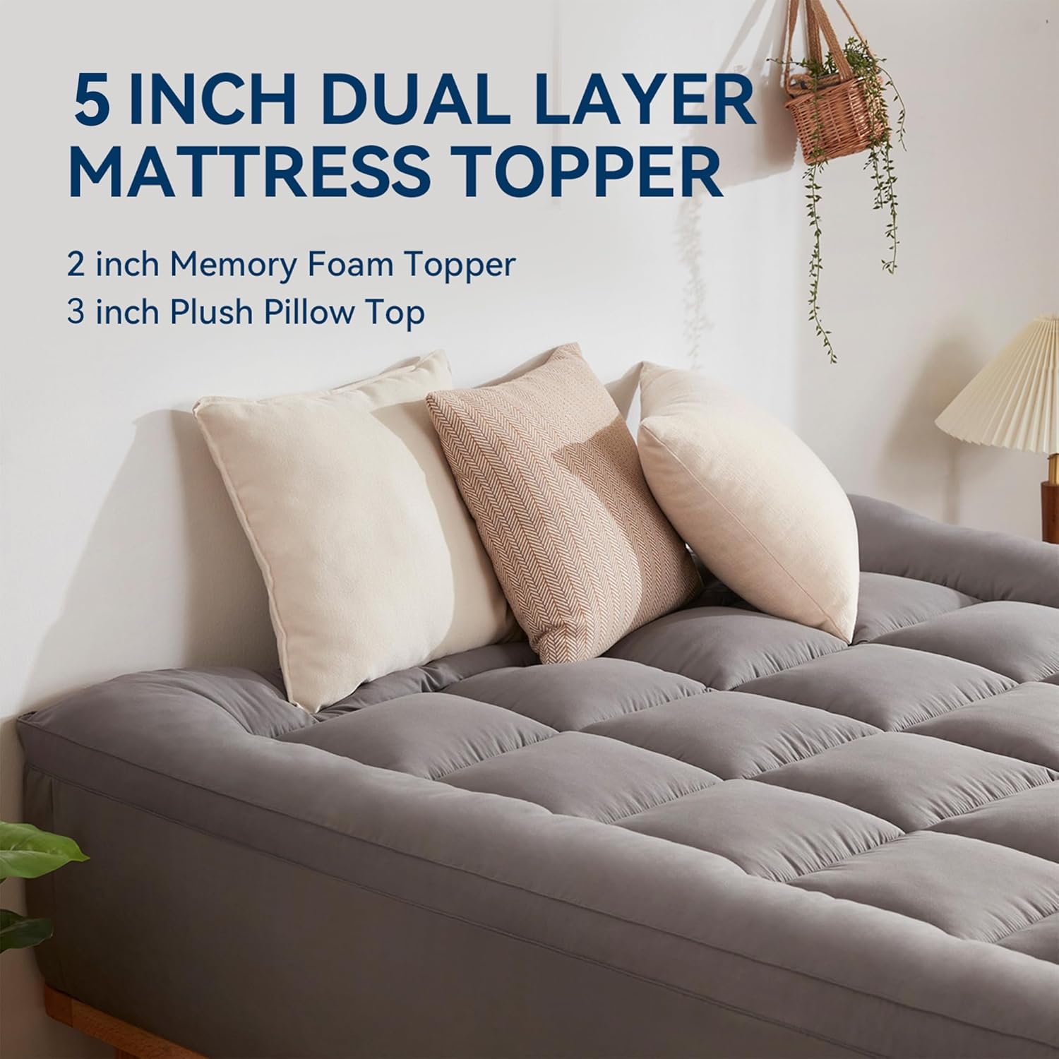 Thumbnail 1 de BDEUS Dual Layer 5 Inch Memory Foam Topper Queen