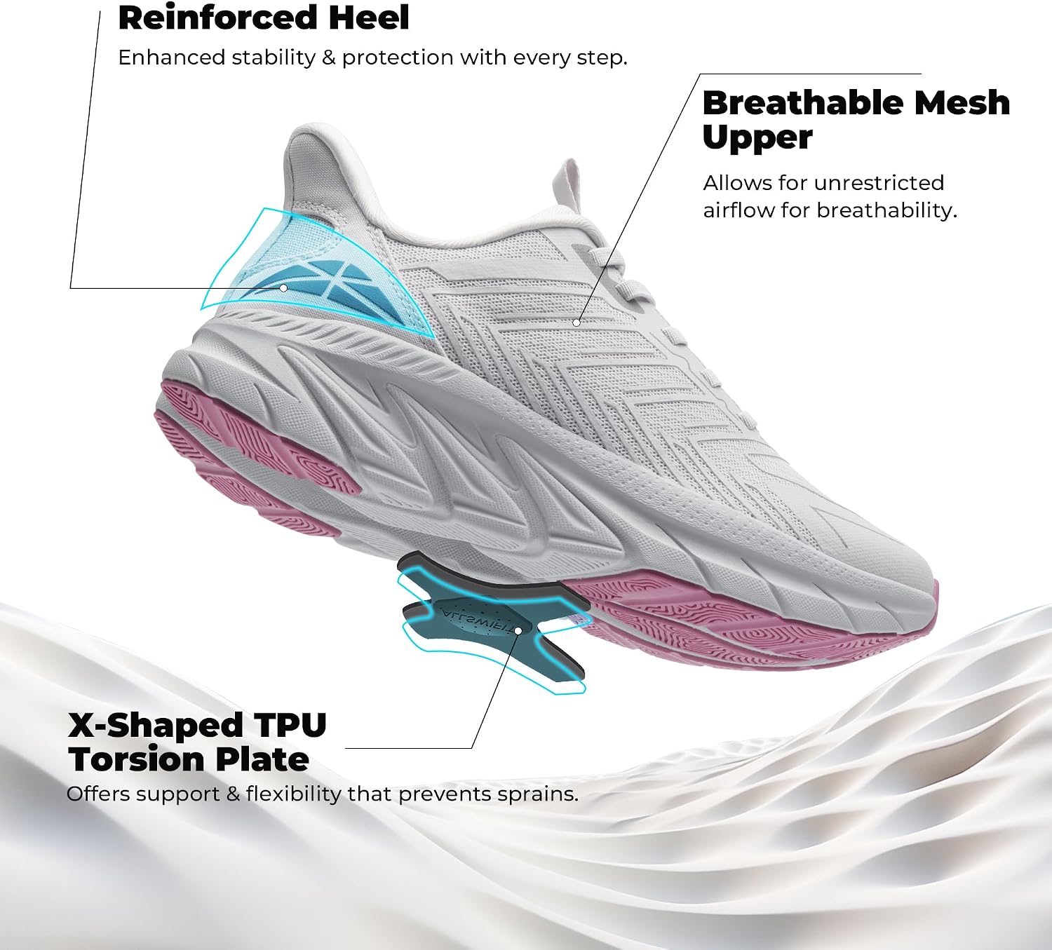 Detalle 2 de ALLSWIFIT Slip-On Athletic Sneakers for Women: Breathable, Non-Slip Training & Walking Shoes