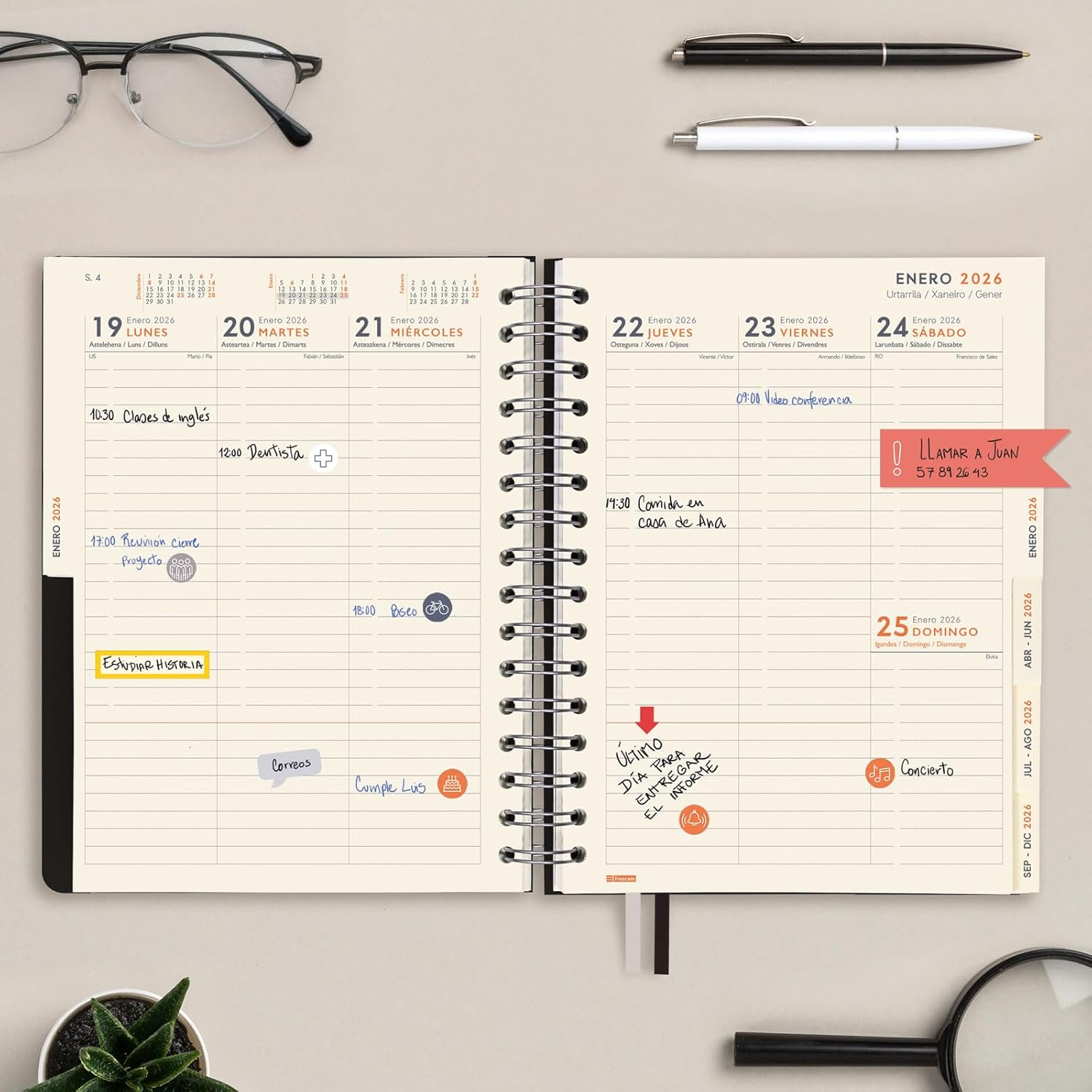 Thumbnail 5 de Finocam Agenda Tempus 16 meses 2025‑2026 Semana vista vertical 📔