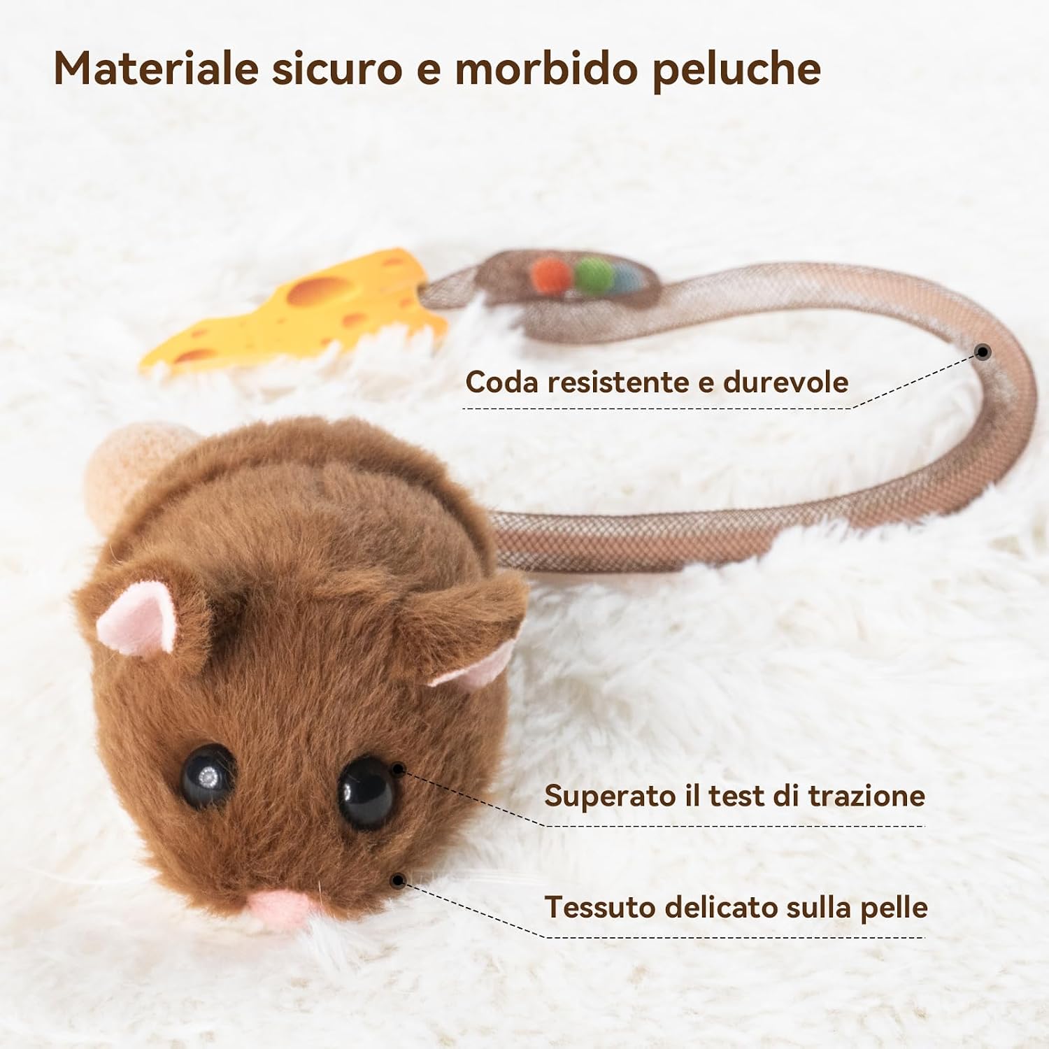 Detalle de Migipaws giocattolo interattivo per gatti con topolino elettrico e coda flessibile (ricaricabile)