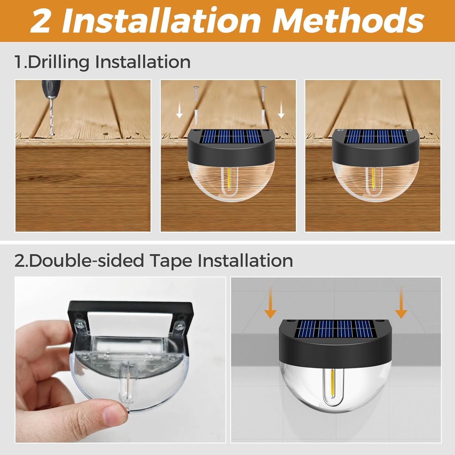 Thumbnail 5 de btfarm Solar Fence Lights Outdoor Garden - 8 Pack with Retro Edison LED Bulbs