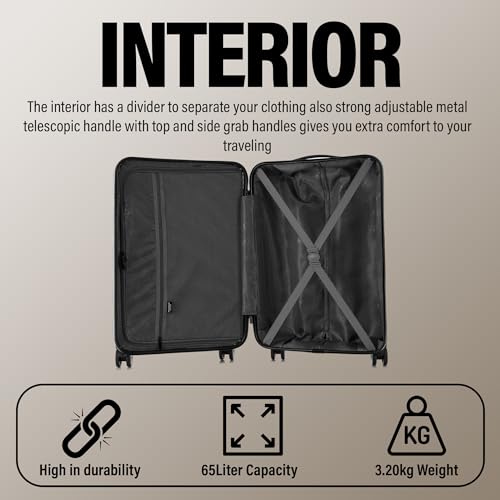 Detalle de ATX Luggage Medium Suitcase 65L with 360° Dual Spinner Wheels – Midnight Blue