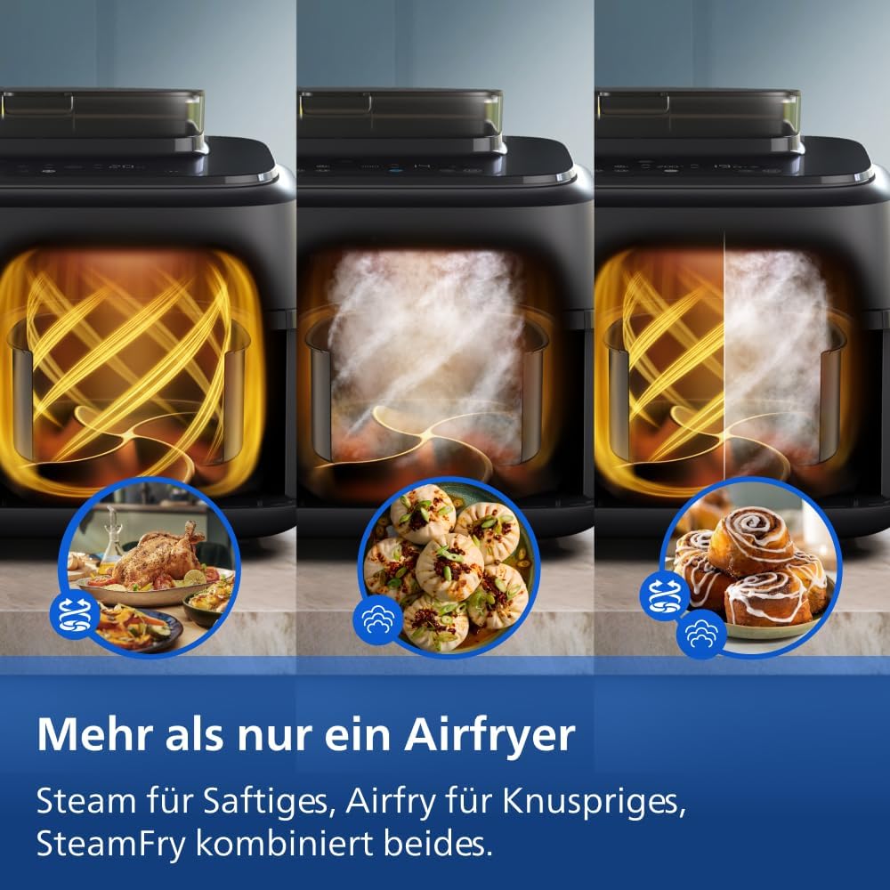 Thumbnail 5 de Philips Airfryer 5000 Series Dual Basket: SteamFry trifft RapidAir Plus für zwei Gerichte gleichzeitig