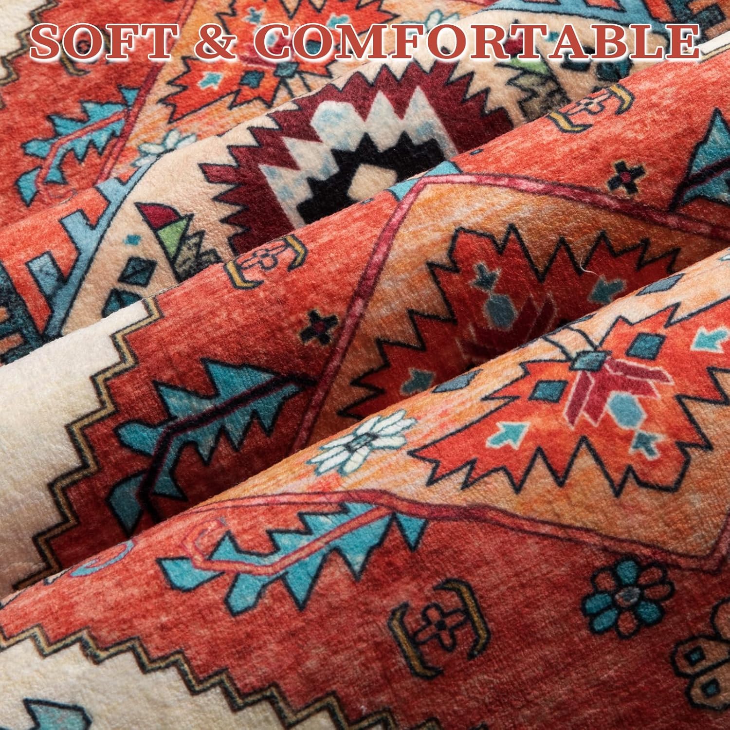 Thumbnail 4 de SERISSA Washable Rugs 6x9 Boho Area Rug (Non-Slip, Machine Washable) for Living Room, Bedroom & More