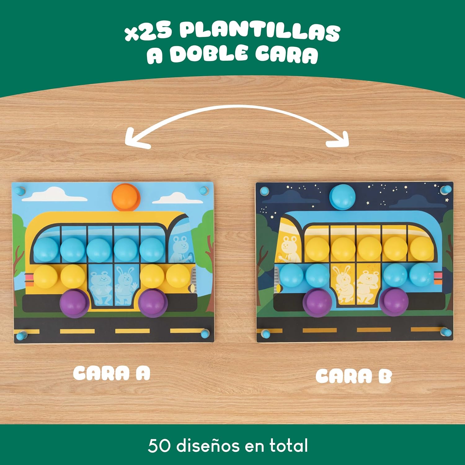 Thumbnail 3 de BONNYCO Puzzle de Madera con 50 Plantillas, 32 Botones y Bolsa de Algodón