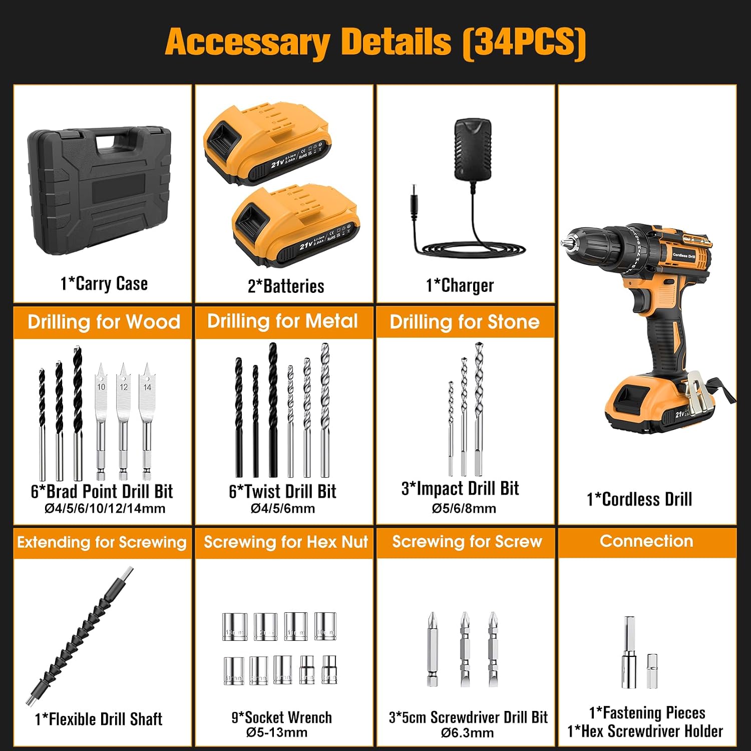 Thumbnail 6 de JYGMPRO 21V cordless hammer drill 42Nm