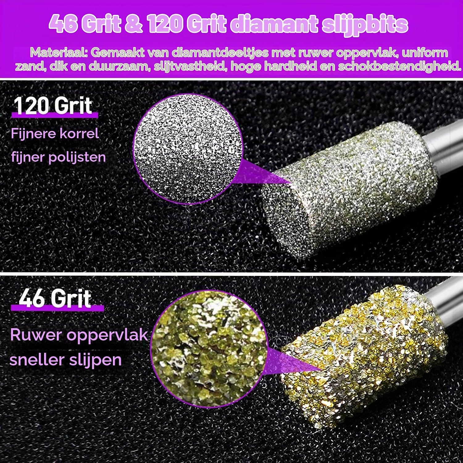 Thumbnail 1 de YURINWOO 20PCS-Diamond Bit-46+120 Grit diamantfrezen, 22-delig, 3 mm